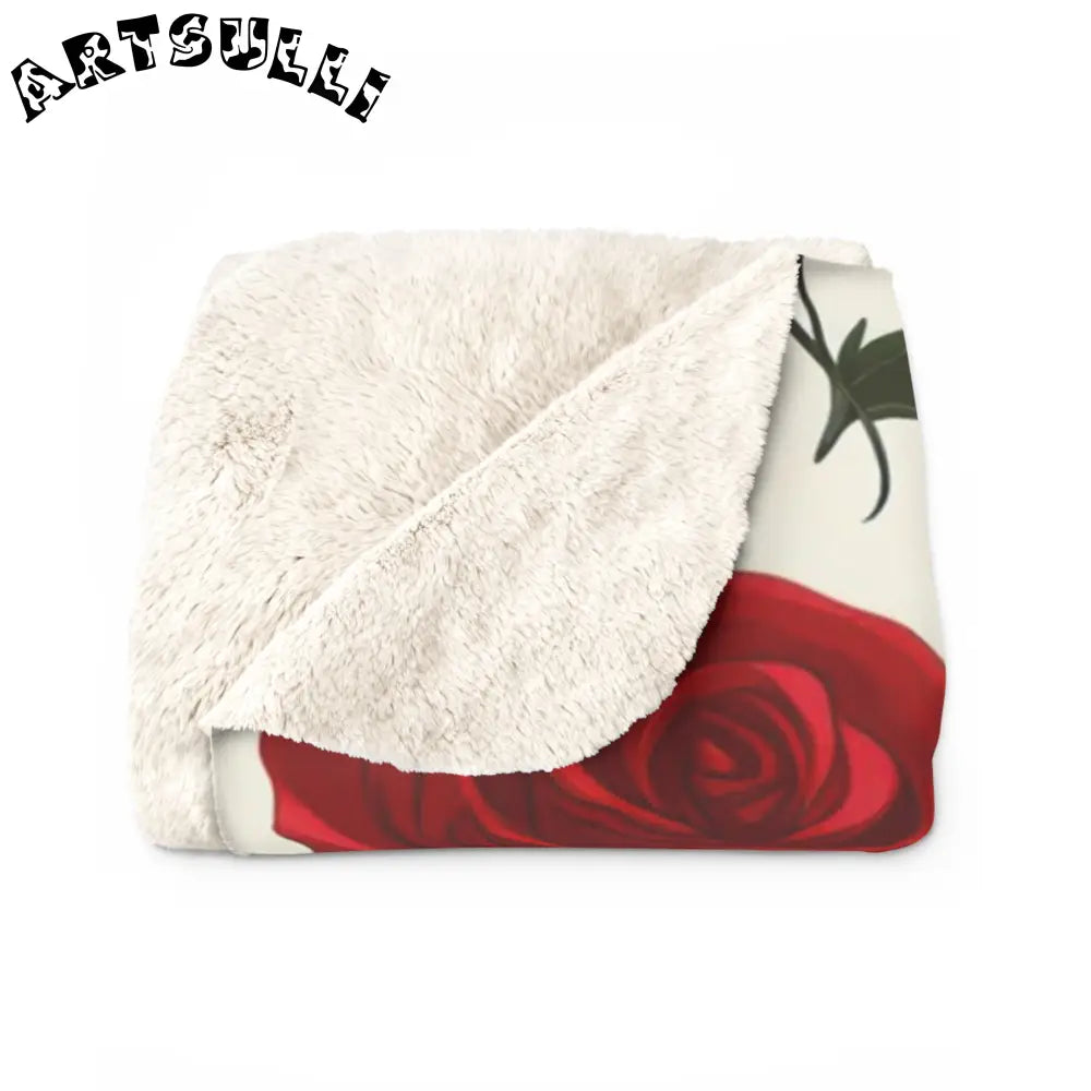 JAKKOUTTHEBXX Red Roses Sherpa Fleece Blanket JAKKOUTTHEBXX Artsulli