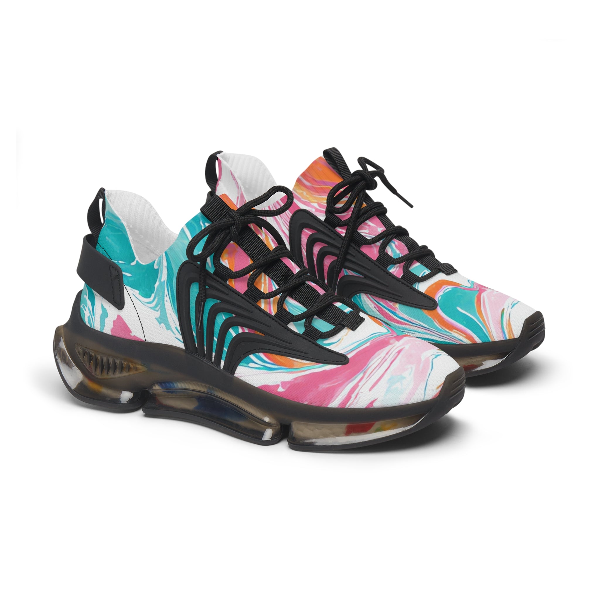 Liquid Pastel Spill Multi-Color Women's Mesh Sneakers, Artsulli - Art is Long, Life is Short, Shoes, Color, Black sole, Size, US 5.5, , , 13282635282107851323