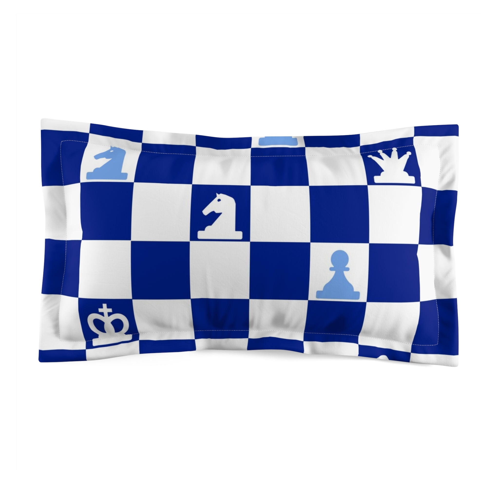 Chessboard Navy Blue Microfiber Pillow Sham, Artsulli - Art is Long, Life is Short, Home Decor, Size, King, , , , , 24041181916003112624