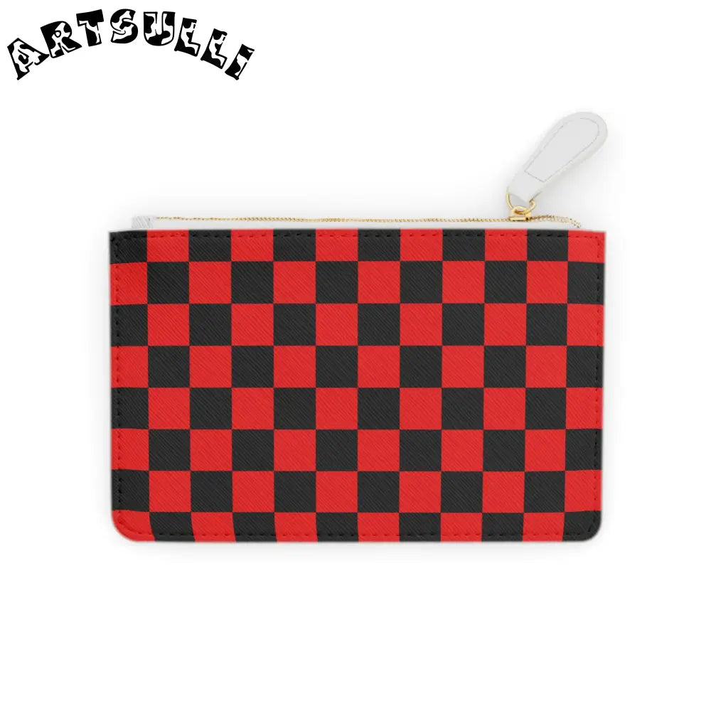JAKKOUTTHEBXX Checkerboard Red and Black Mini Clutch Bag