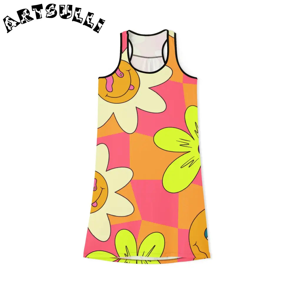 JAKKOUTTHEBXX Trippy Sour Face Rave Women’s Racerback Dress (AOP)