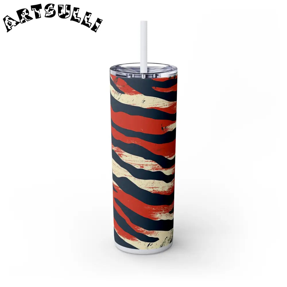 JAKKOUTTHEBXX Capricious Tiger Wave Skinny Tumbler with Straw 20oz