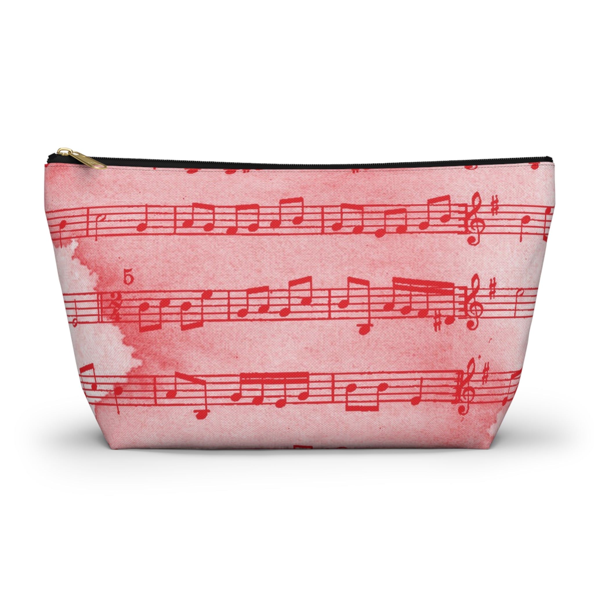 Drip Spill Type Beat Sheet Music Red Accessory Pouch w T-bottom, Artsulli - Art is Long, Life is Short, Bags, Size, Large, Color, Black zipper, , , 24861851840585739104