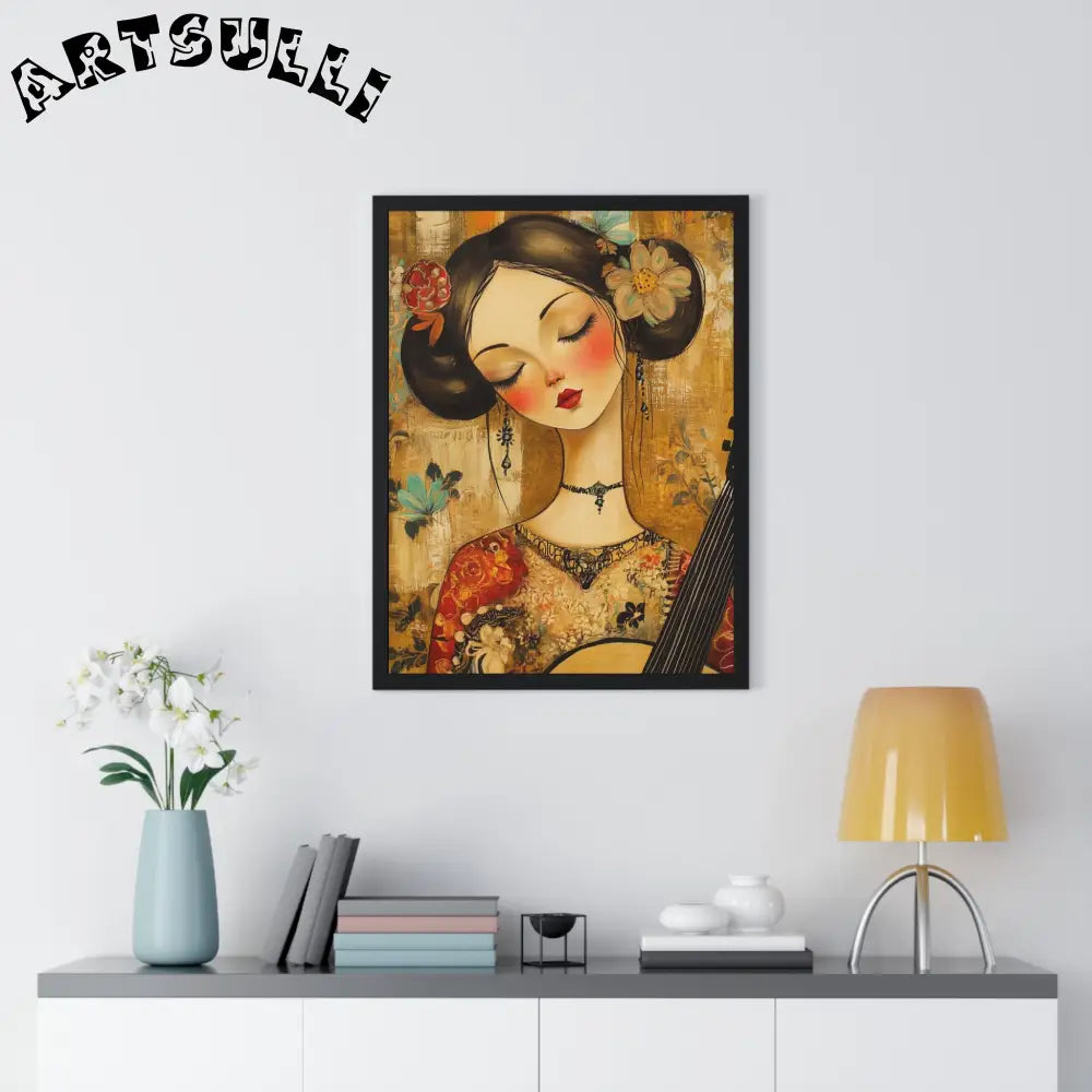 JAKKOUTTHEBXX Stylized Woman Musician Wood-Framed Poster 2025