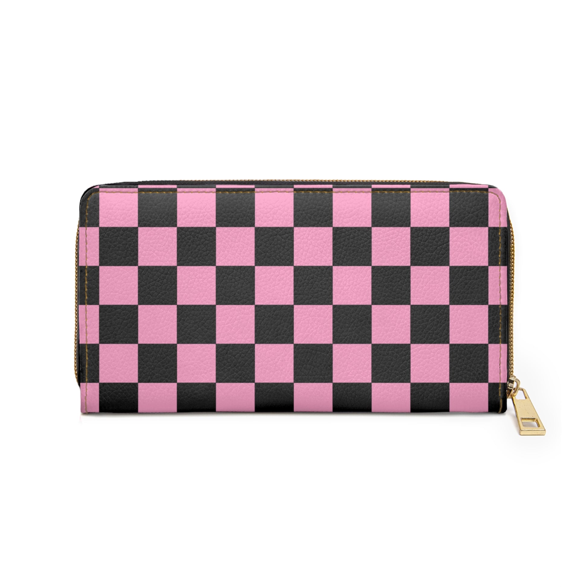 Checkerboard Black and Pink Zipper Wallet, Artsulli - Art is Long, Life is Short, Accessories, , , , , , , 