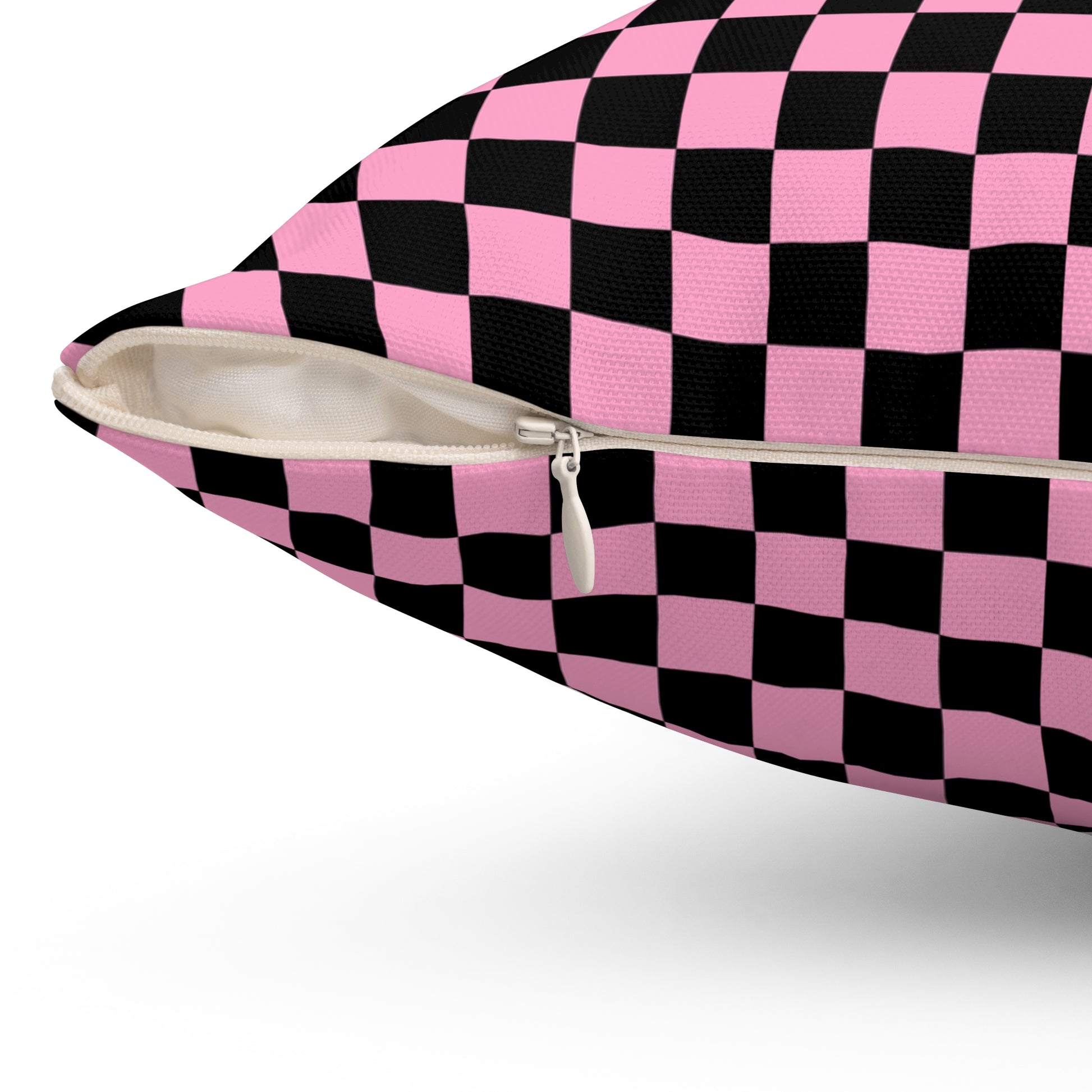Checkerboard II Black and Pink Spun Polyester Square Pillow, Artsulli - Art is Long, Life is Short, Home Decor, , , , , , , 