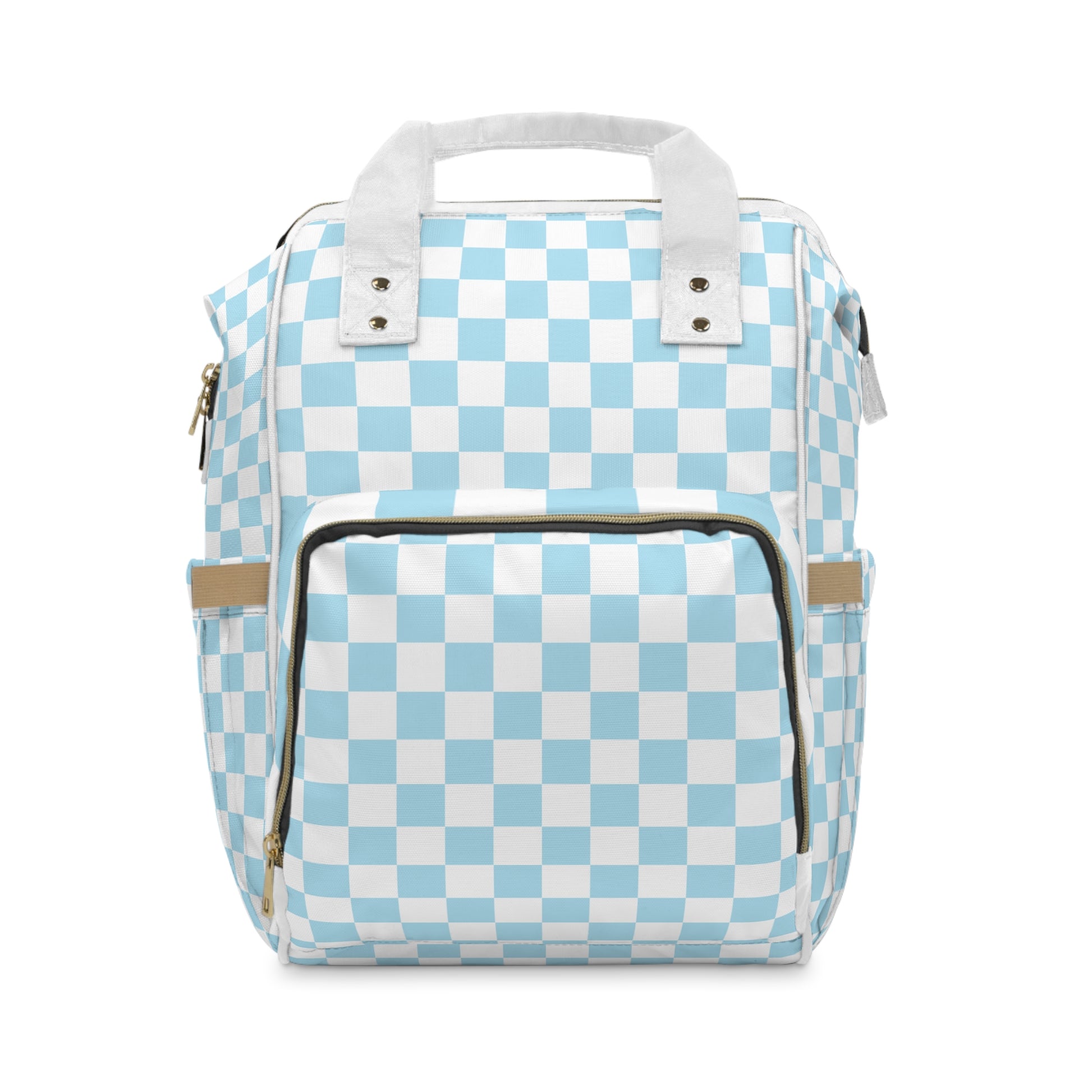 Checkerboard Sky Blue Multifunctional Diaper Backpack, Artsulli - Art is Long, Life is Short, Bags, Size, 15.0" × 10.8" × 6.7'', , , , , 24024188600712983412
