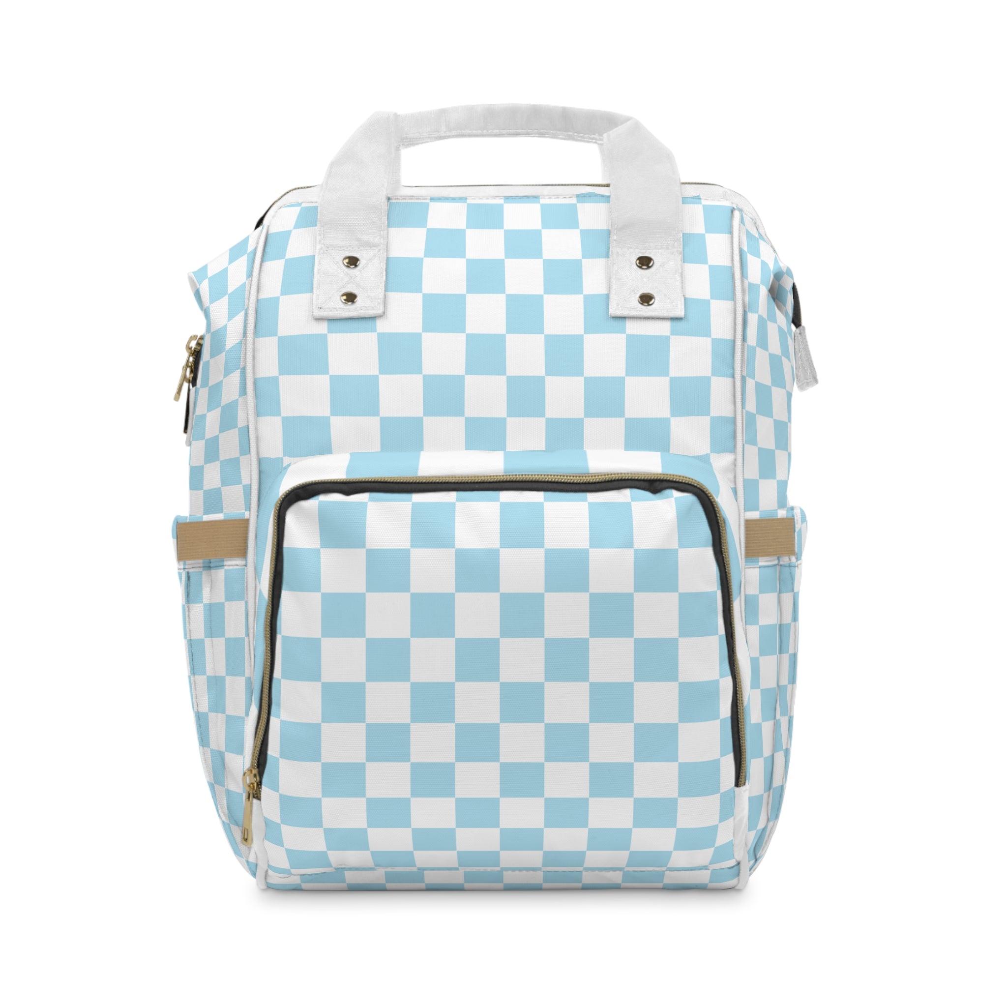 Checkerboard Sky Blue Multifunctional Diaper Backpack, Artsulli - Art is Long, Life is Short, Bags, Size, 15.0" × 10.8" × 6.7'', , , , , 24024188600712983412