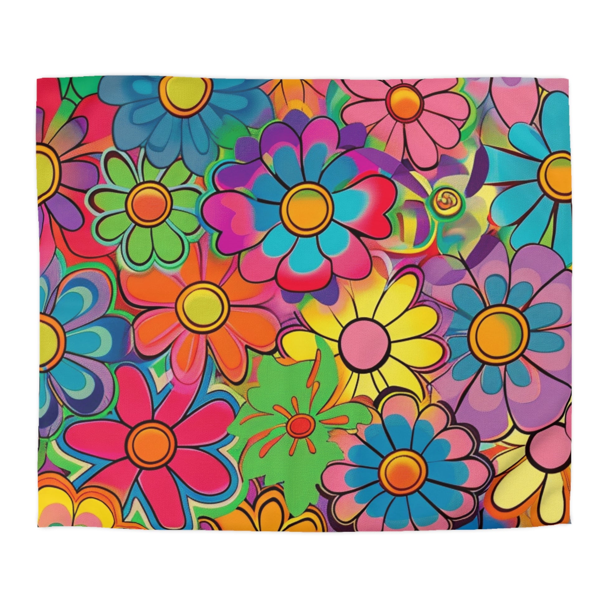Chromatic Daisy Dream Microfiber Duvet Cover, Artsulli - Art is Long, Life is Short, Home Decor, Size, King, Color, White, , , 33479678306449403200