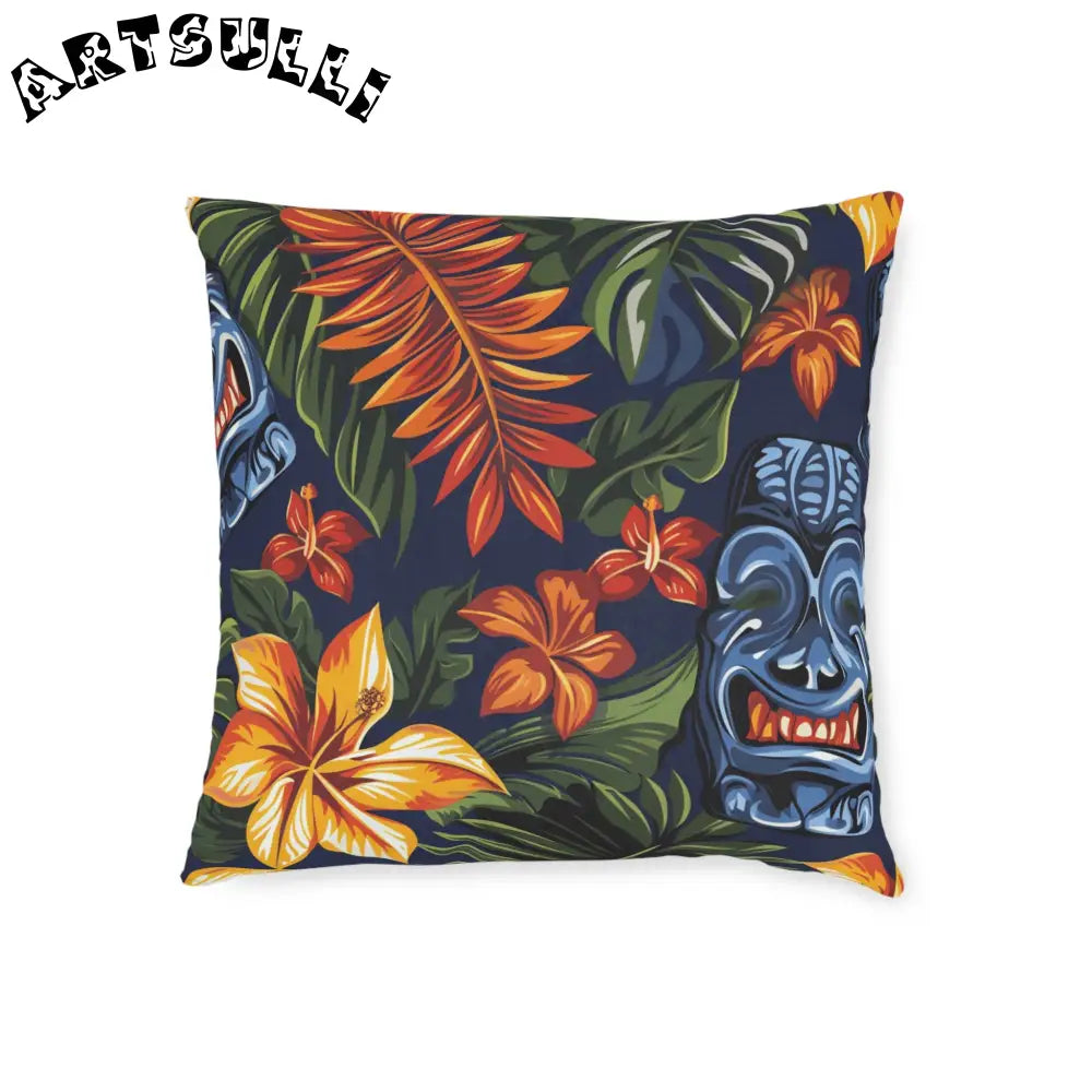 JAKKOUTTHEBXX Tropical Tiki Mask Throw Pillow 2025