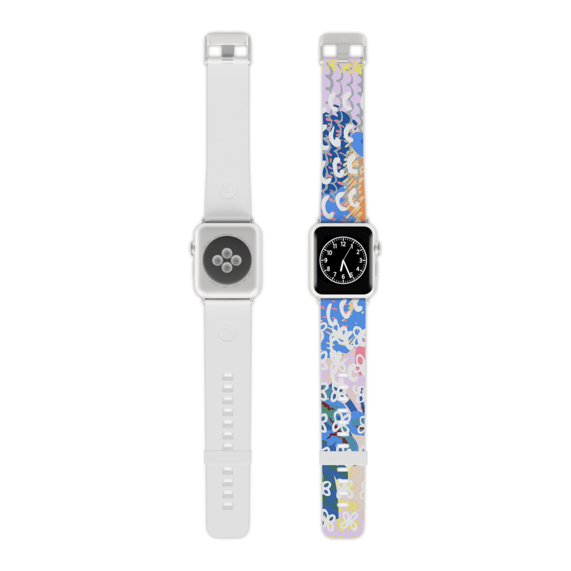 Flowers x Doodles x Hearts Multi-Color Watch Band for Apple Watch, Artsulli - Art is Long, Life is Short, Accessories, Size, 8'' × 0.75'' / 42 - 44 mm, Color, Silver, , , 17785468892408482873
