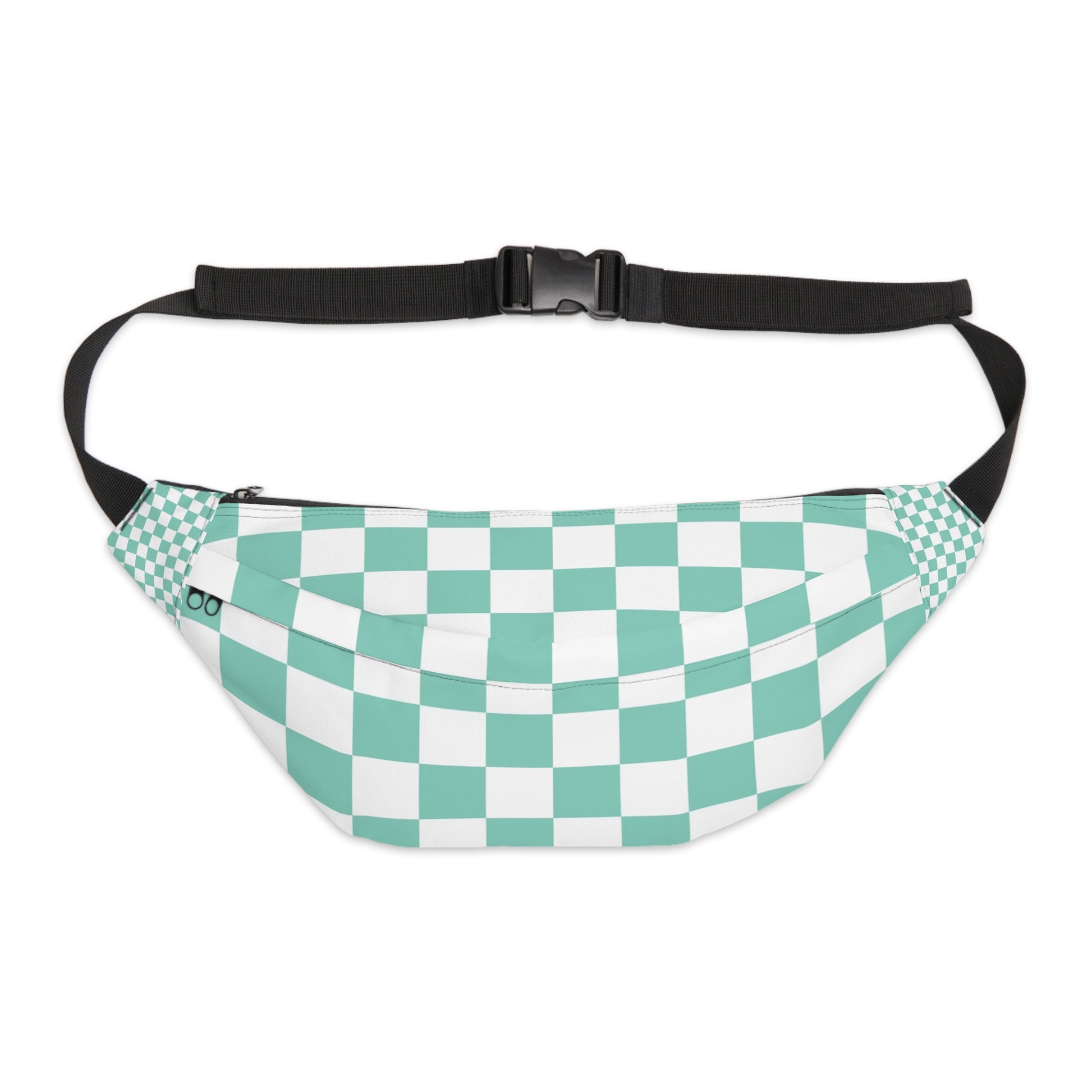 Checkerboard Light Green Large Fanny Pack, Artsulli - Art is Long, Life is Short, Bags, Size, 8" × 9" × 4'', , , , , 19667423017177771945