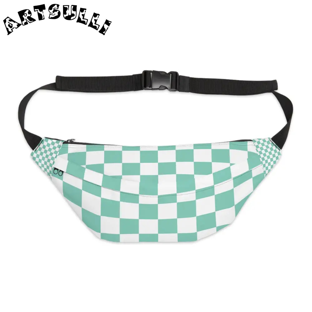 JAKKOUTTHEBXX Checkerboard Light Green Large Fanny Pack
