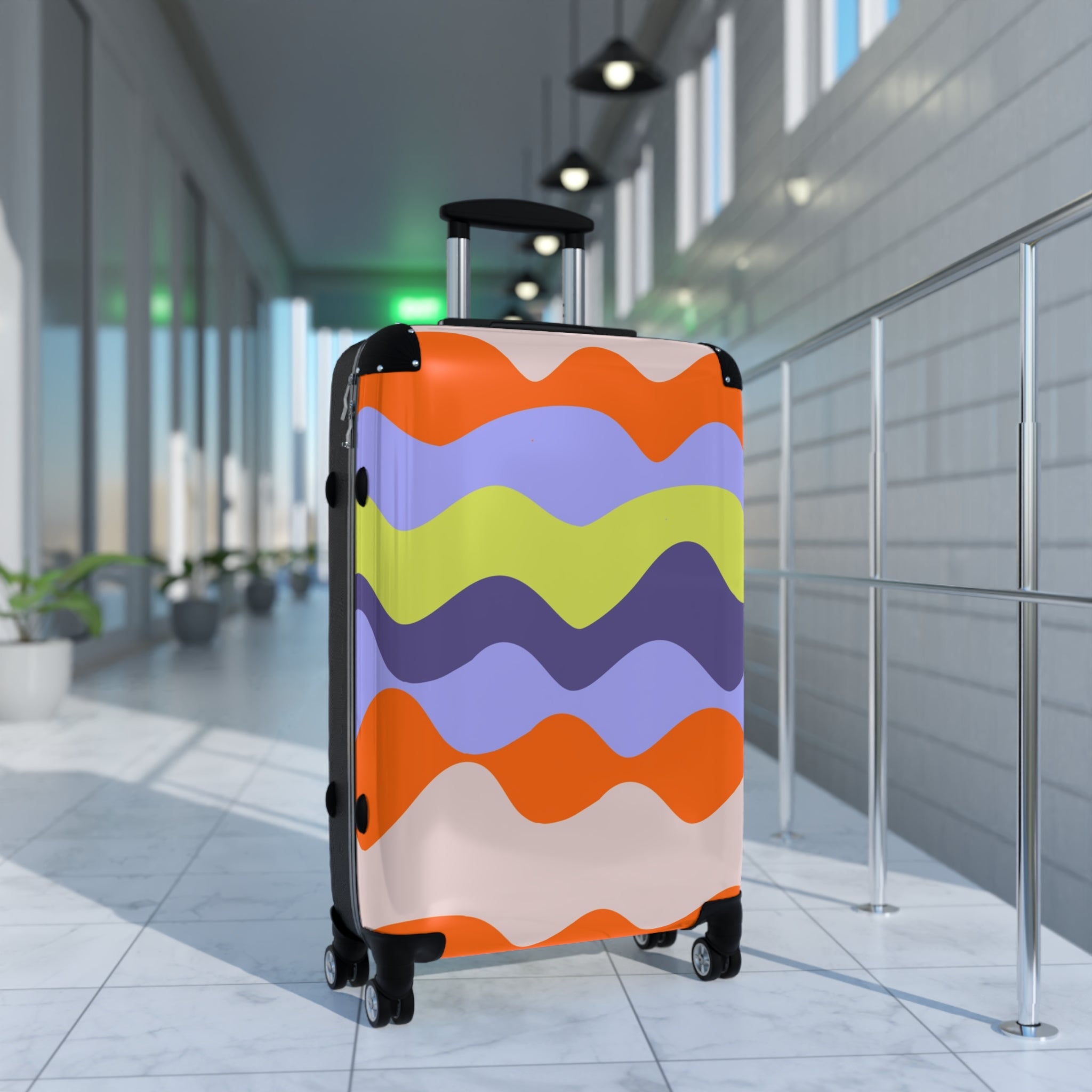 Waves Red and Blue Suitcase, Artsulli - Art is Long, Life is Short, Bags, , , , , , , 