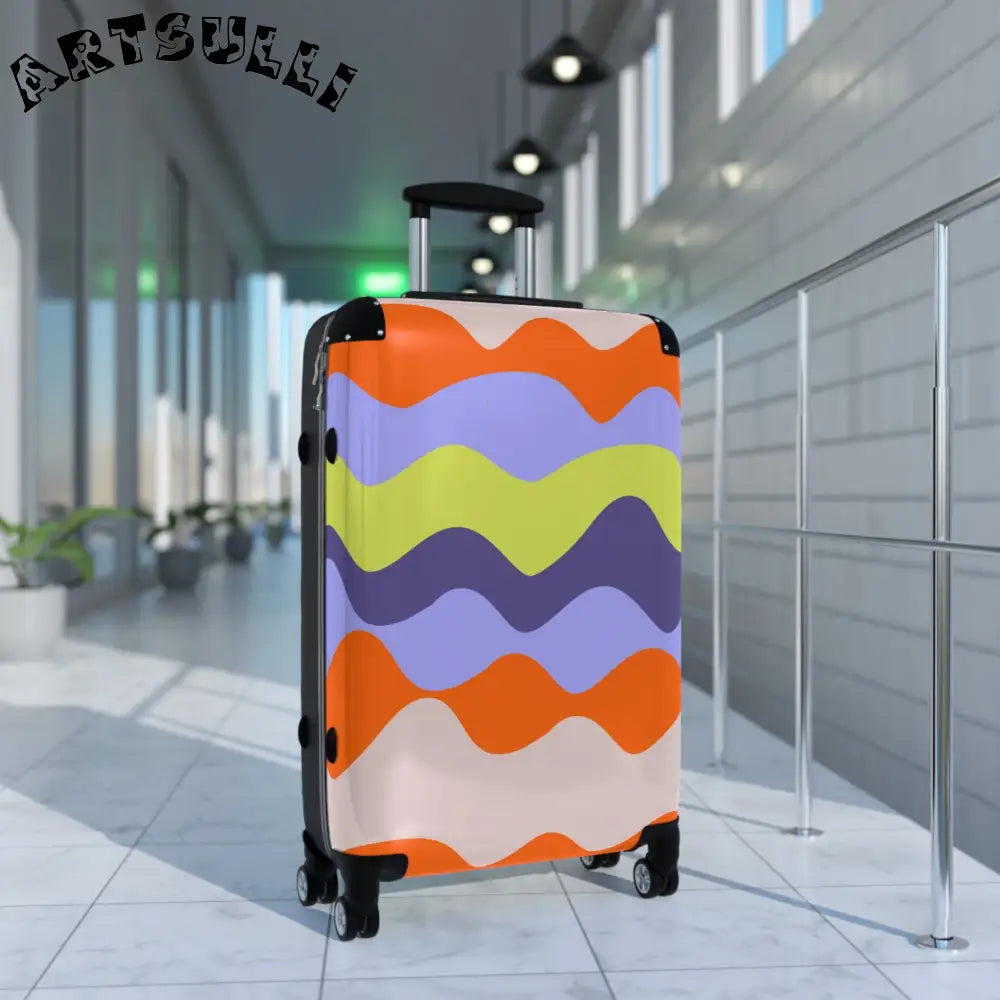 JAKKOUTTHEBXX Waves Red and Blue Suitcase JAKKOUTTHEBXX Artsulli