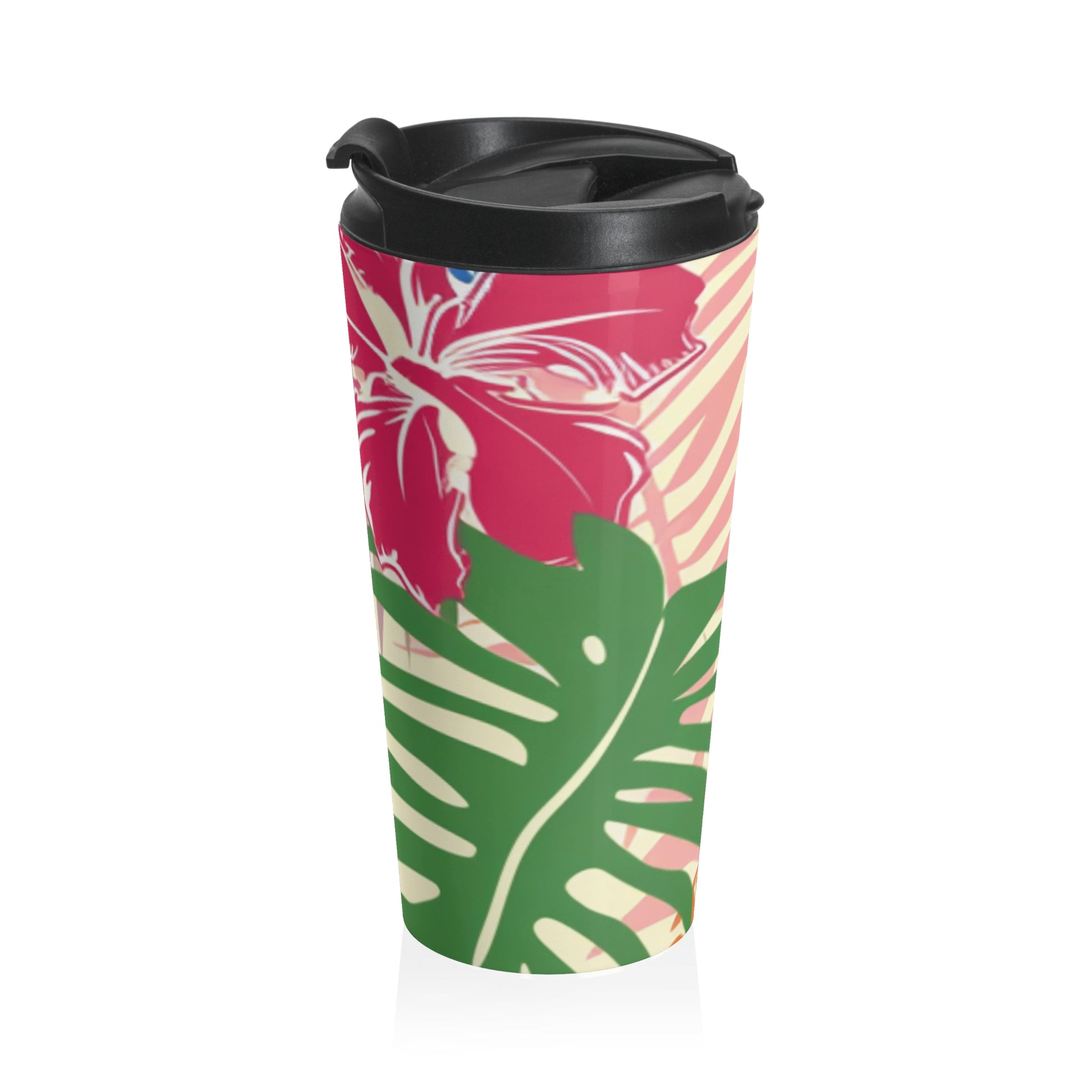 Blooming Tropical Flowers Stainless Steel Travel Mug, Artsulli - Art is Long, Life is Short, Mug, , , , , , , 