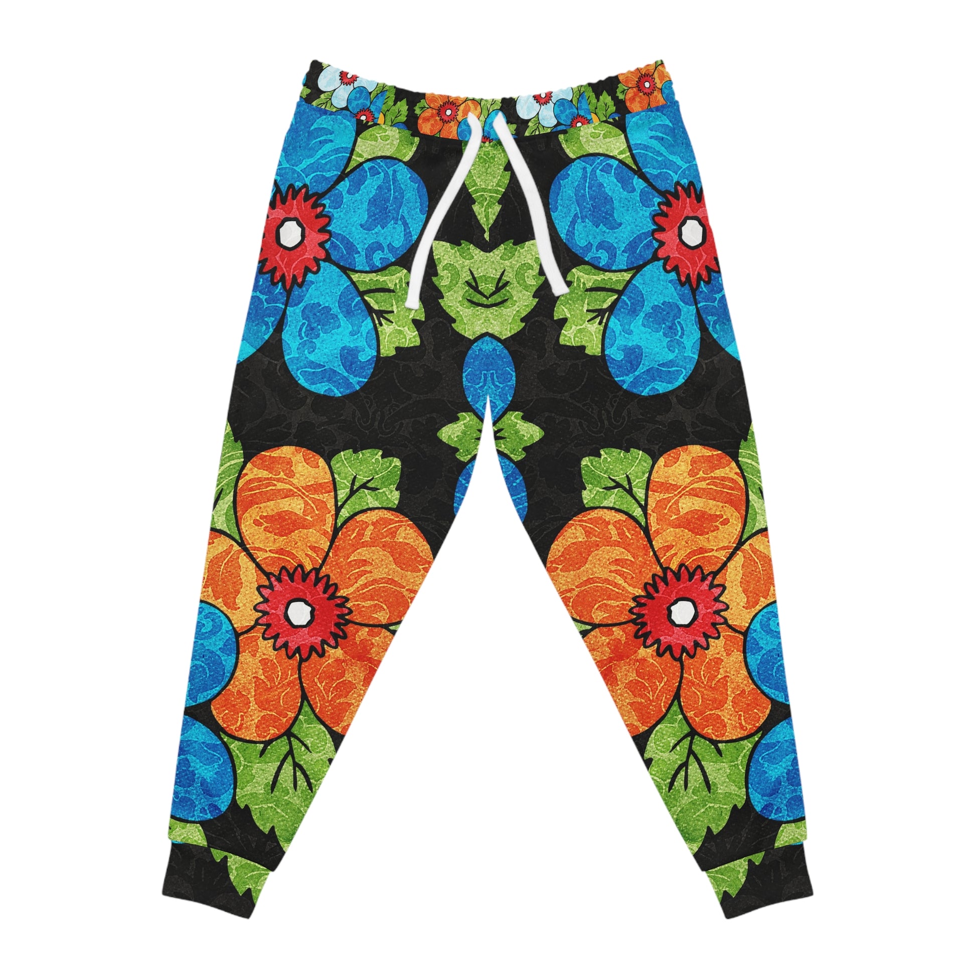 Groovy Black Floral Kl Athletic Joggers (AOP), Artsulli - Art is Long, Life is Short, All Over Prints, Size, S, Color, Seam thread color automatically matched to design, , , 11994149430364712035