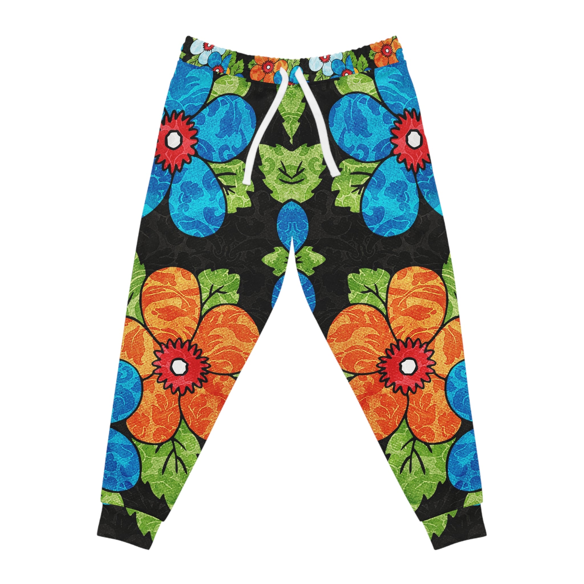 Groovy Black Floral Kl Athletic Joggers (AOP), Artsulli - Art is Long, Life is Short, All Over Prints, Size, S, Color, Seam thread color automatically matched to design, , , 11994149430364712035