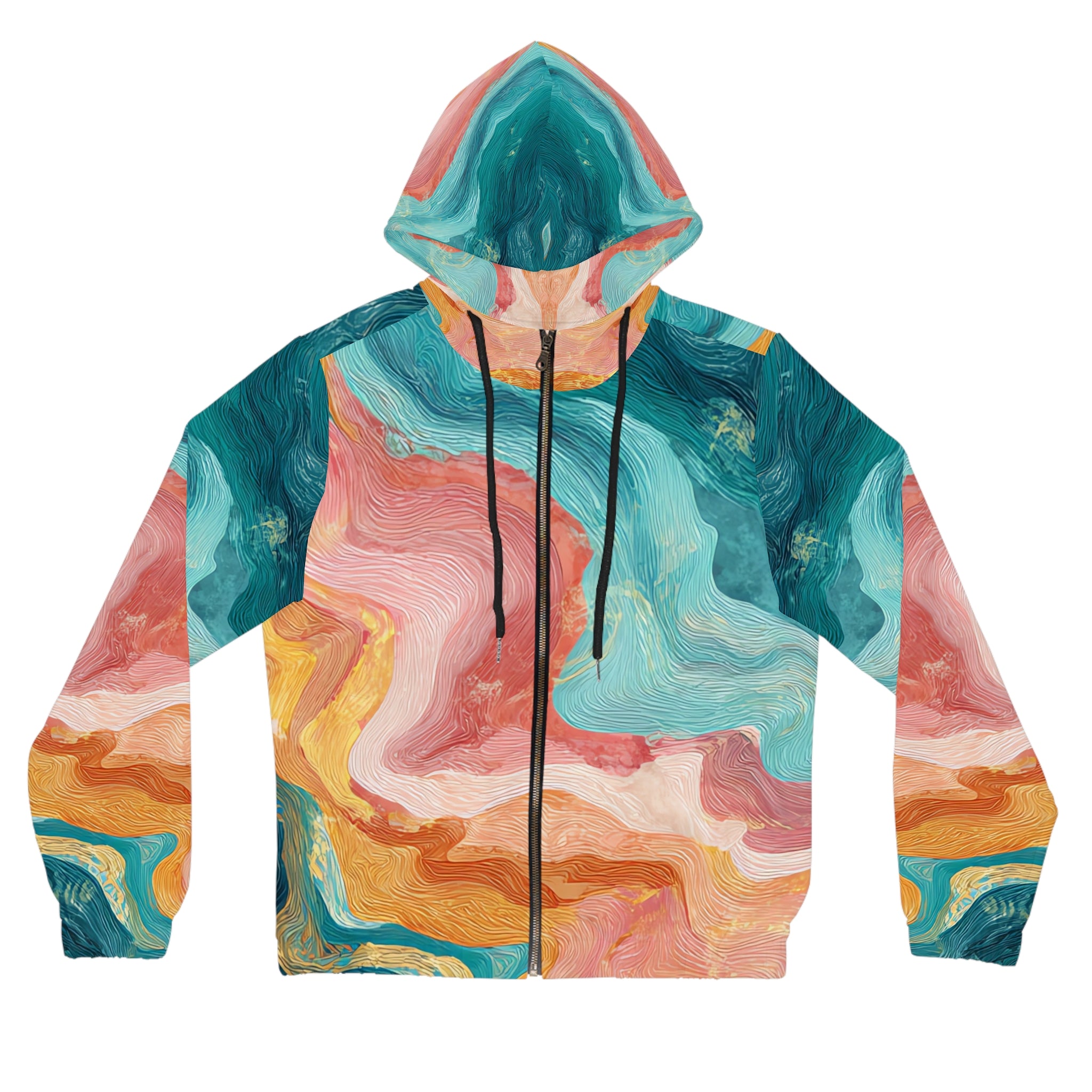 Liquid Marble Spill Women’s Full-Zip Hoodie (AOP), Artsulli - Art is Long, Life is Short, All Over Prints, Size, XS, Color, Black, , , 90526997570289186040