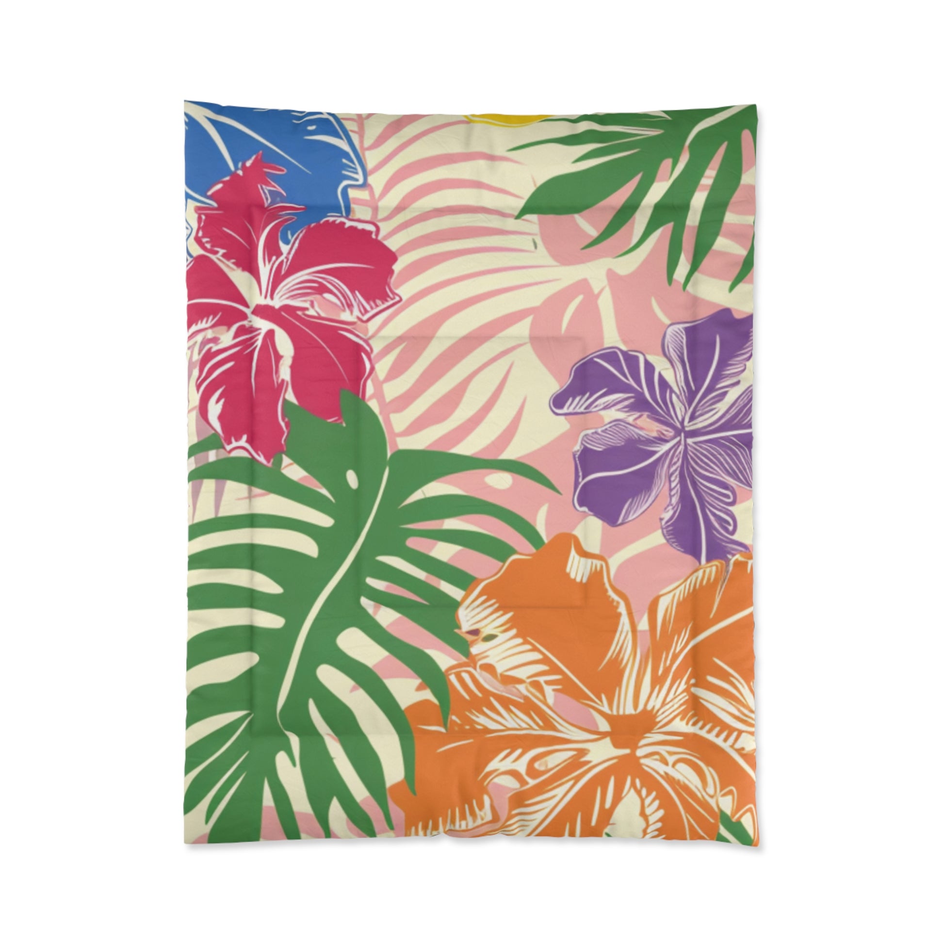 Blooming Tropical Flowers Comforter, Artsulli - Art is Long, Life is Short, Home Decor, Size, 68" × 88", , , , , 31110739567416663760