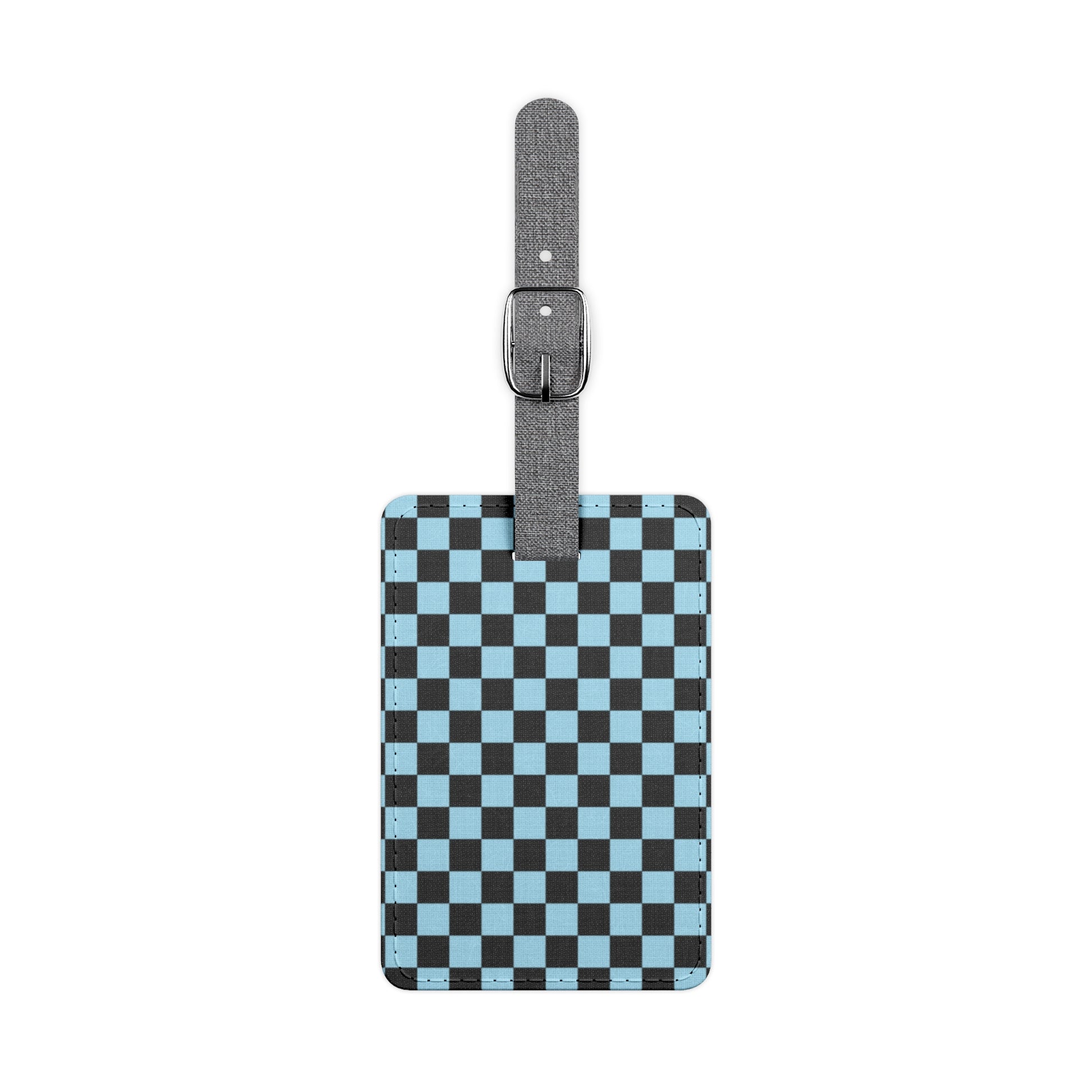 Checkerboard Black and Blue Saffiano Polyester Luggage Tag, Rectangle, Artsulli - Art is Long, Life is Short, Accessories, Size, One size, Shape, Rectangle, , , 58166850627311845396