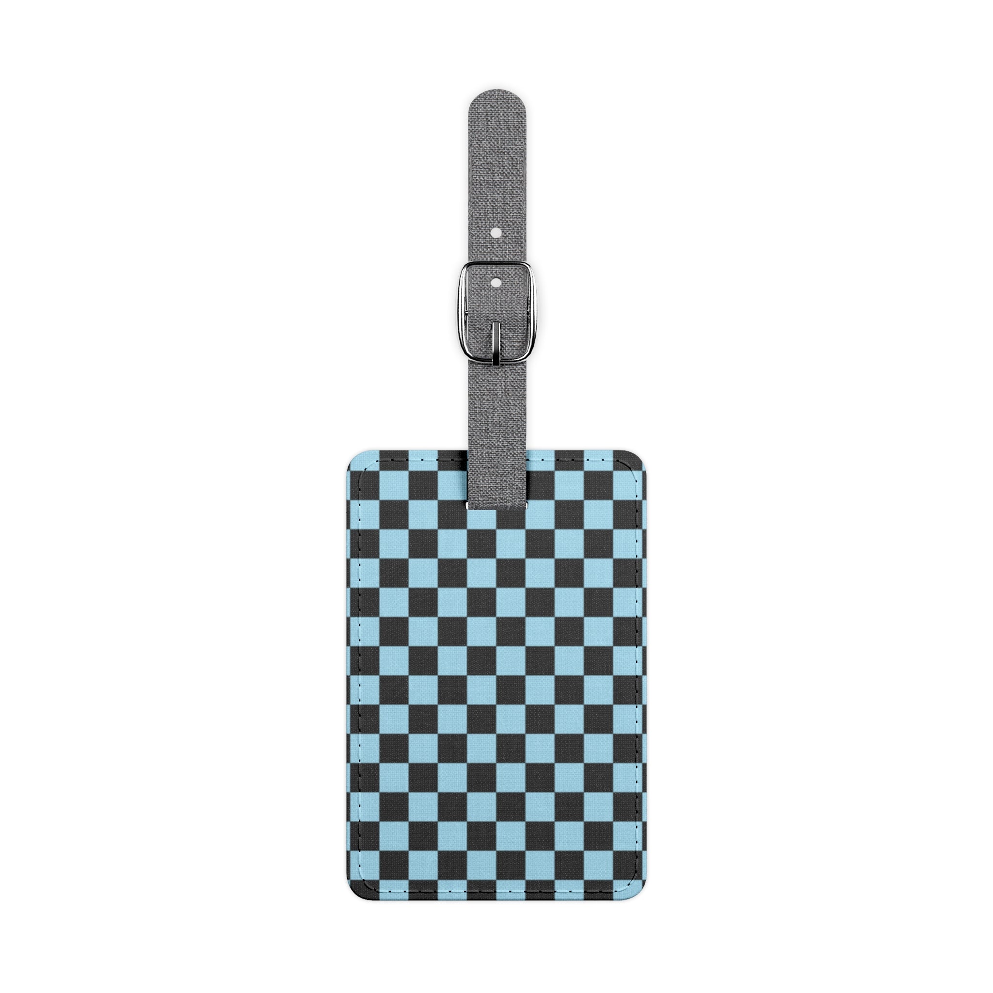 Checkerboard Black and Blue Saffiano Polyester Luggage Tag, Rectangle, Artsulli - Art is Long, Life is Short, Accessories, Size, One size, Shape, Rectangle, , , 58166850627311845396