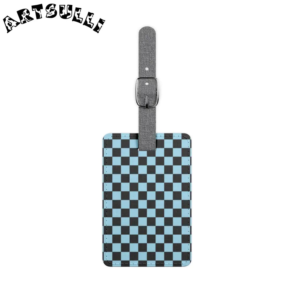 JAKKOUTTHEBXX Checkerboard Black and Blue Saffiano Polyester Luggage