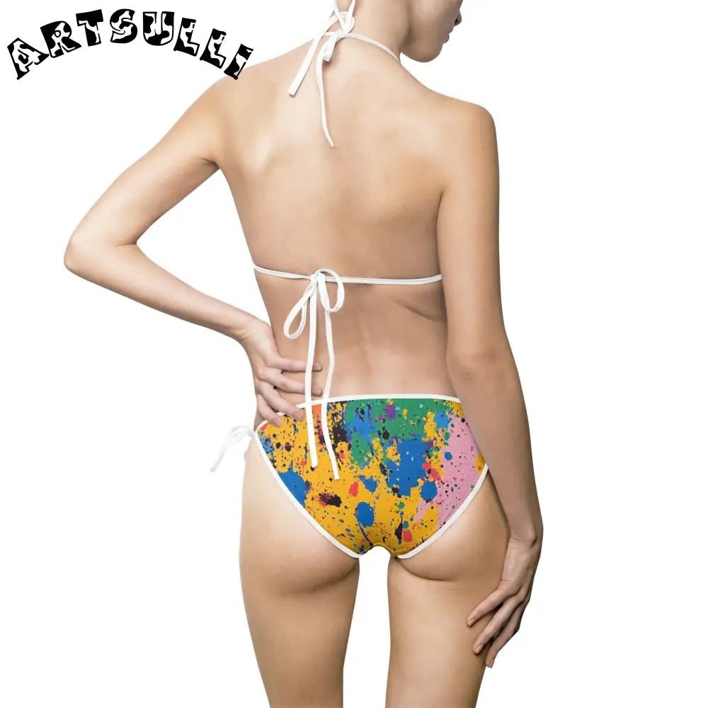 JAKKOUTTHEBXX The Colors Of Paint Splatter Women’s Bikini Swimsuit
