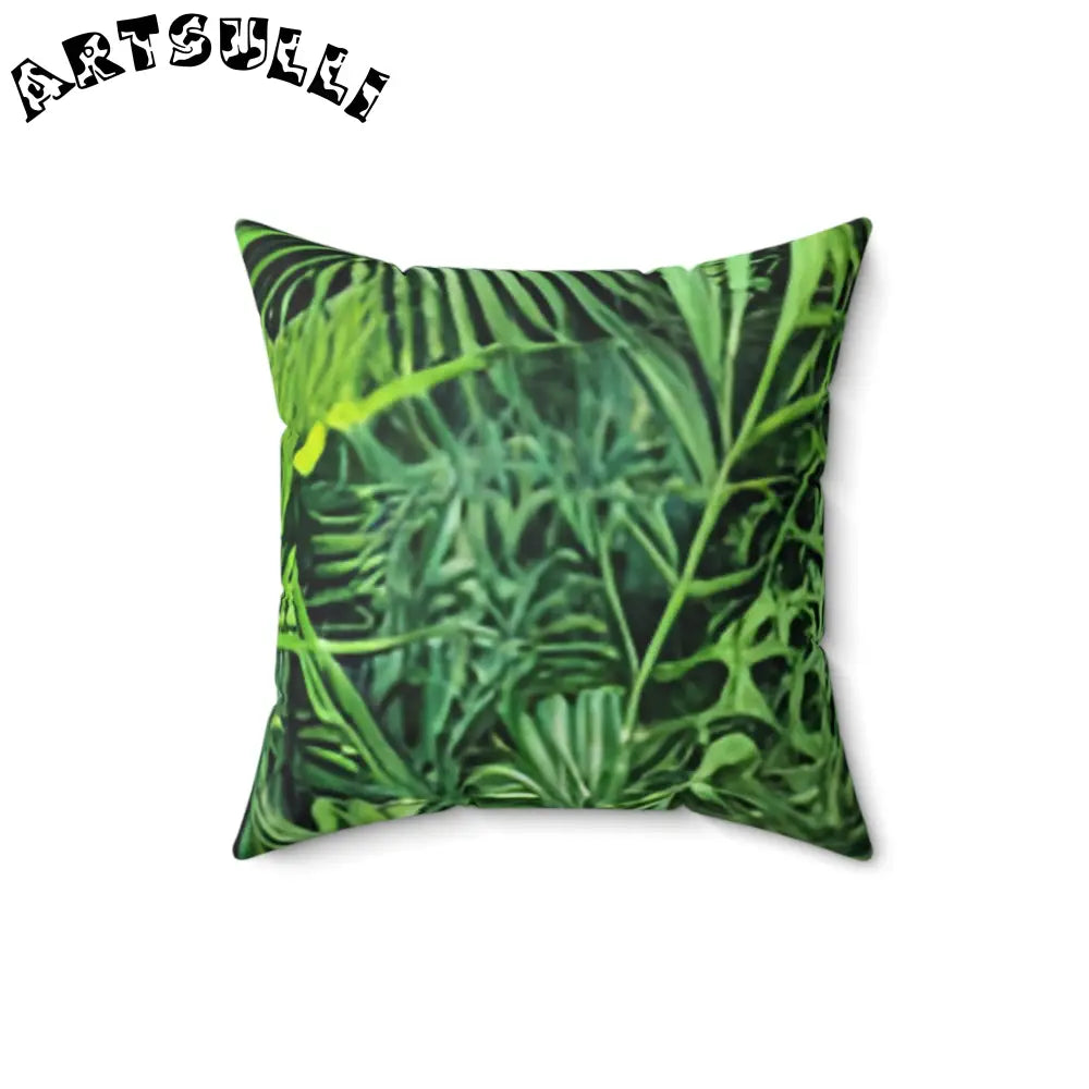 JAKKOUTTHEBXX Vibrant Floral and Leaf Print Square Throw Pillow