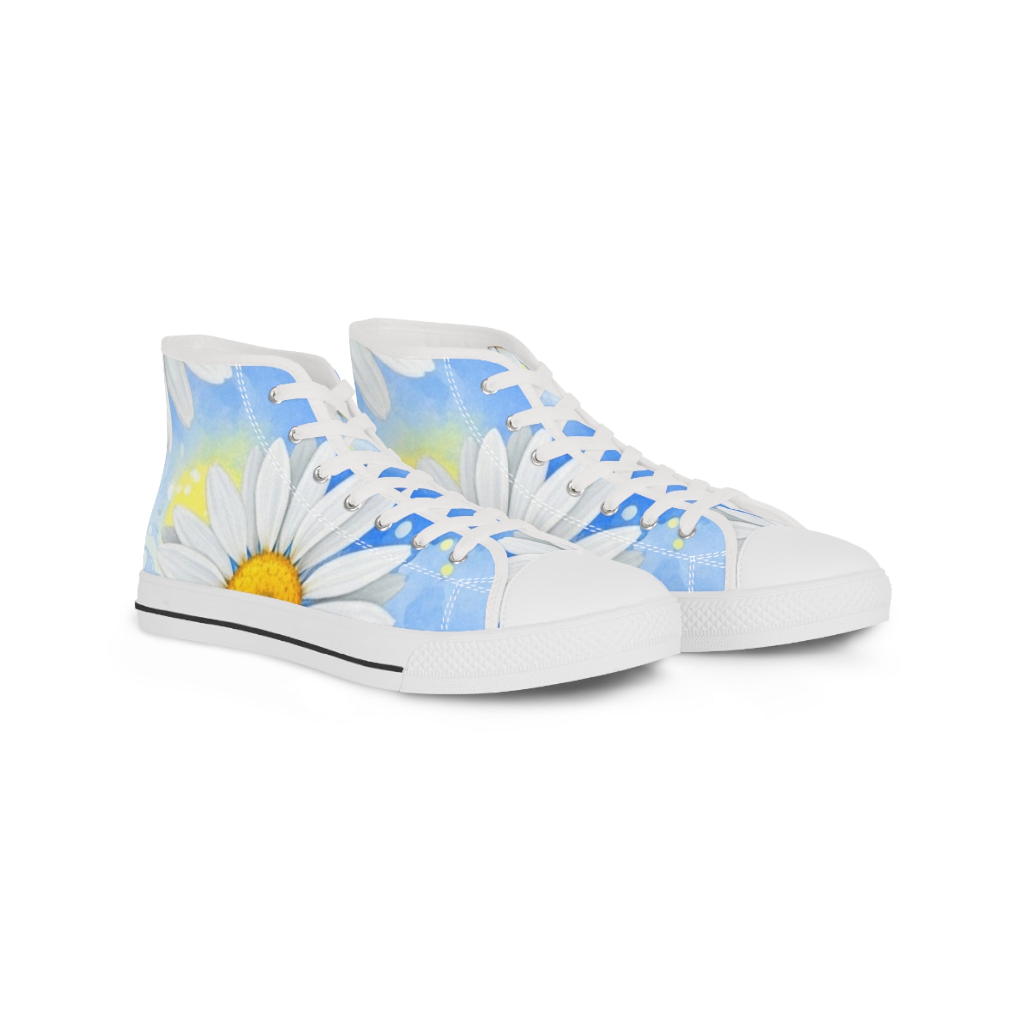 Daisies Men's High Top Sneakers, Artsulli - Art is Long, Life is Short, Shoes, Size, US 5, Color, White sole, , , 10618644277099692633
