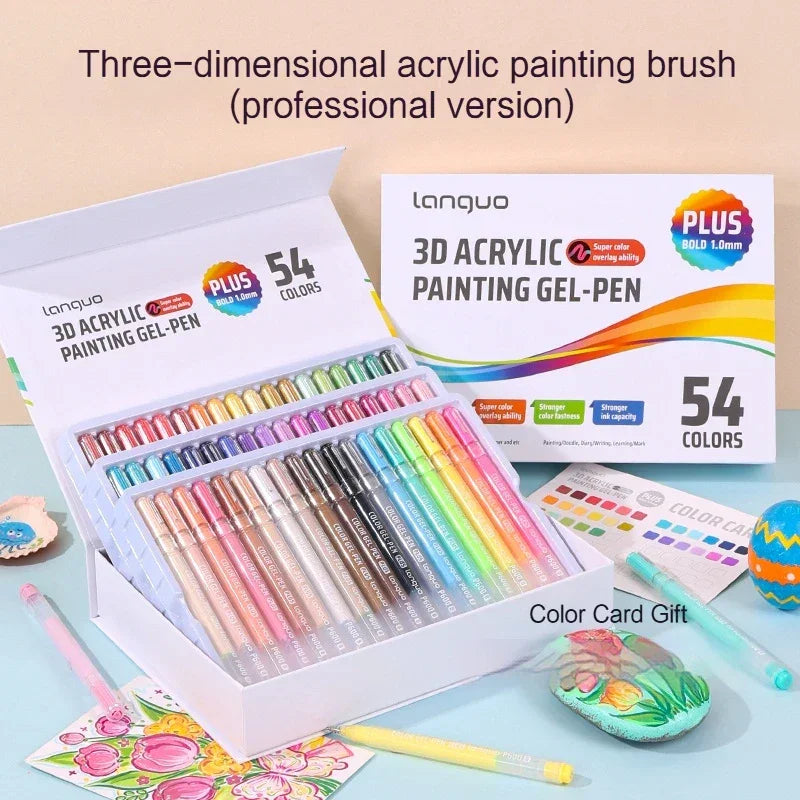 Buy The Best By Artsulli - Art is Long Life Short - Languo Three-Dimensional Effect Acrylic Painting Gel Pens Set 1.0mm Tip Kawaii