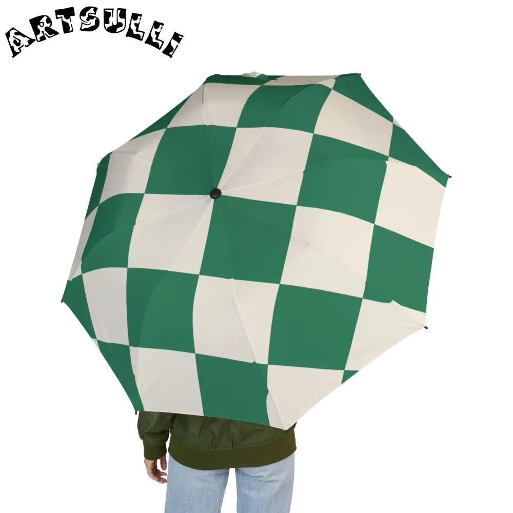 JAKKOUTTHEBXX Checkerboard Dark Green Semi-Automatic Foldable