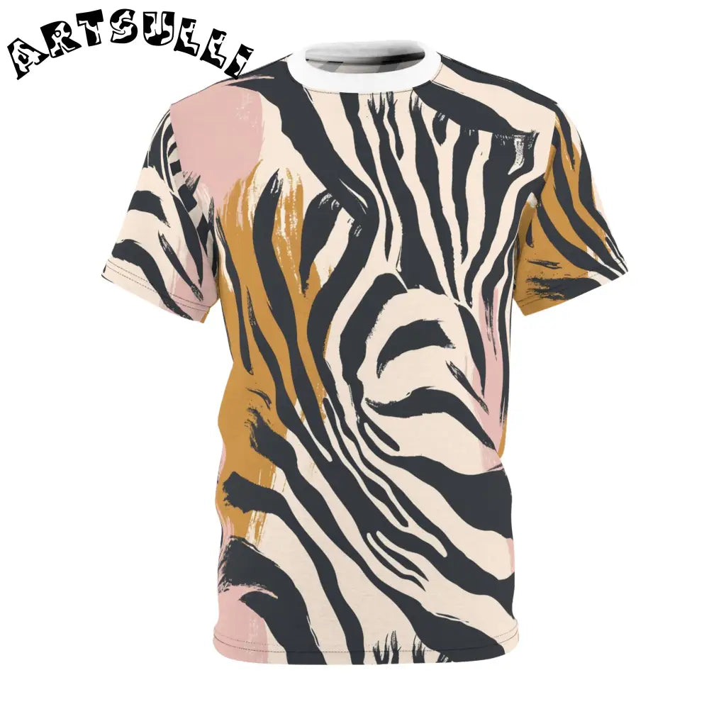 JAKKOUTTHEBXX Short Sleeve Abstract Zebra Print Art Printed Tee