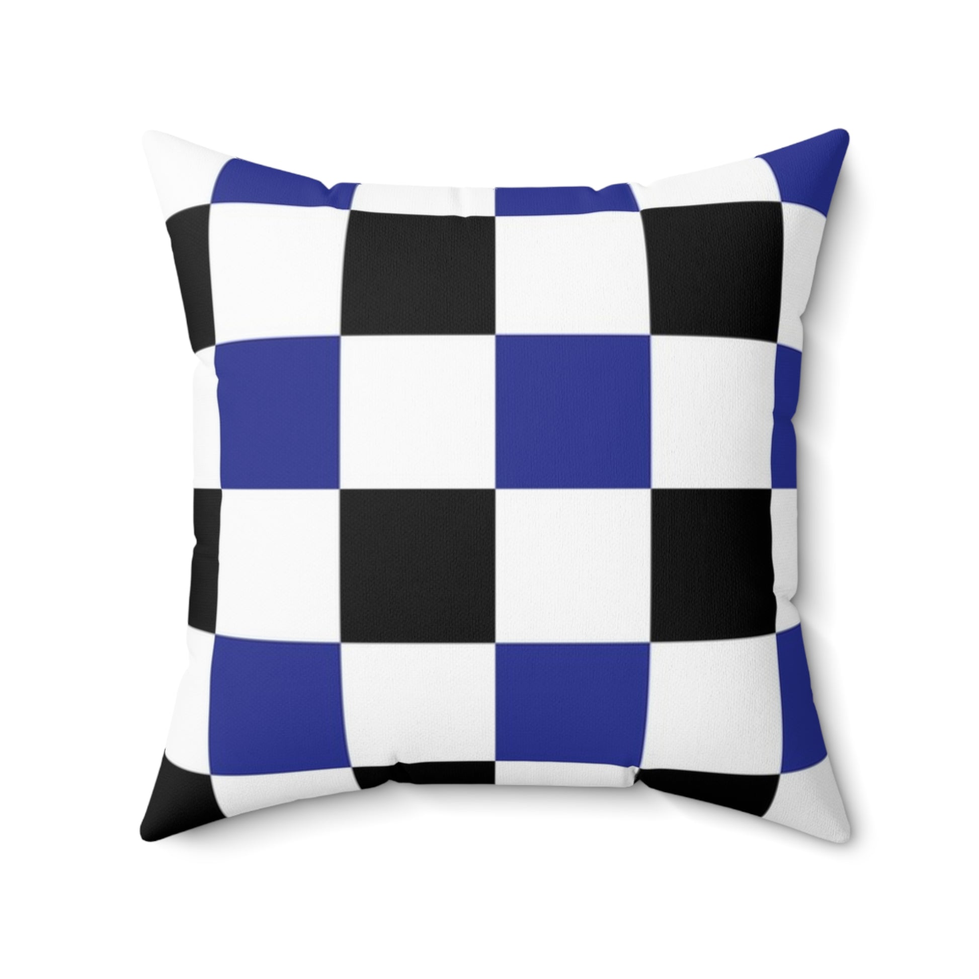 Checkerboard Blue White and Black Spun Polyester Square Pillow, Artsulli - Art is Long, Life is Short, Home Decor, , , , , , , 