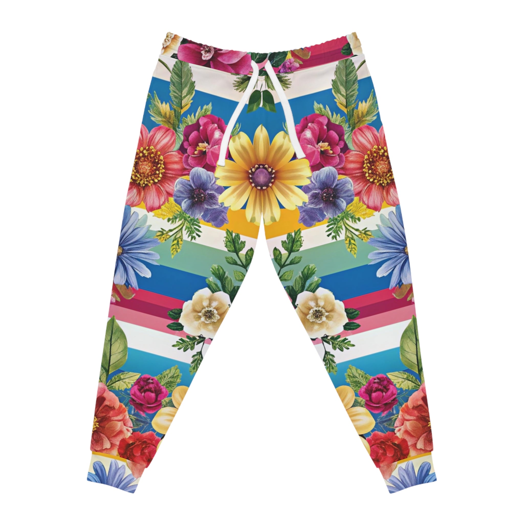 Floral Stripe 4K II Athletic Joggers (AOP), Artsulli - Art is Long, Life is Short, All Over Prints, Size, S, Color, Seam thread color automatically matched to design, , , 38437149740793843605