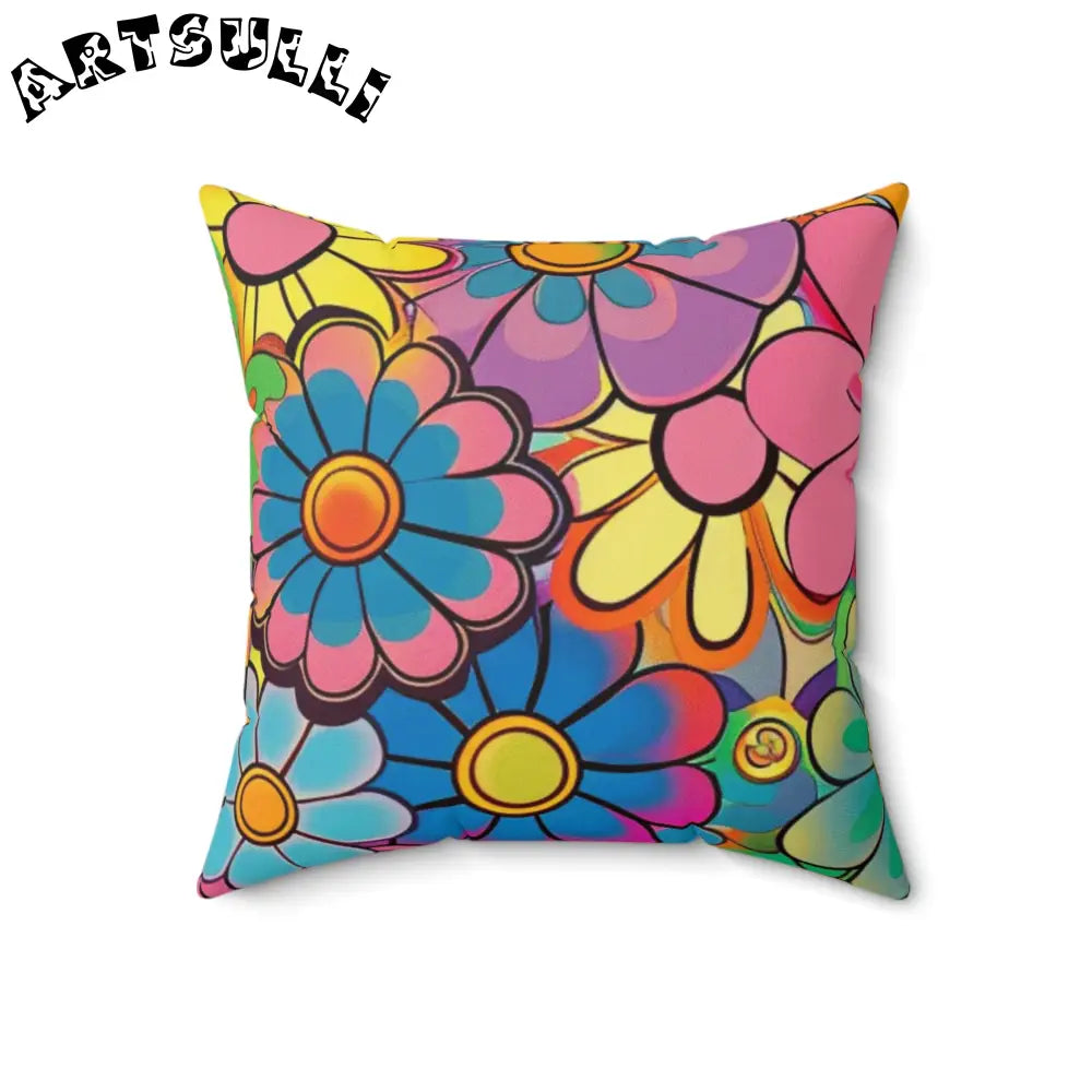 JAKKOUTTHEBXX Chromatic Daisy Dream Spun Polyester Square Pillow