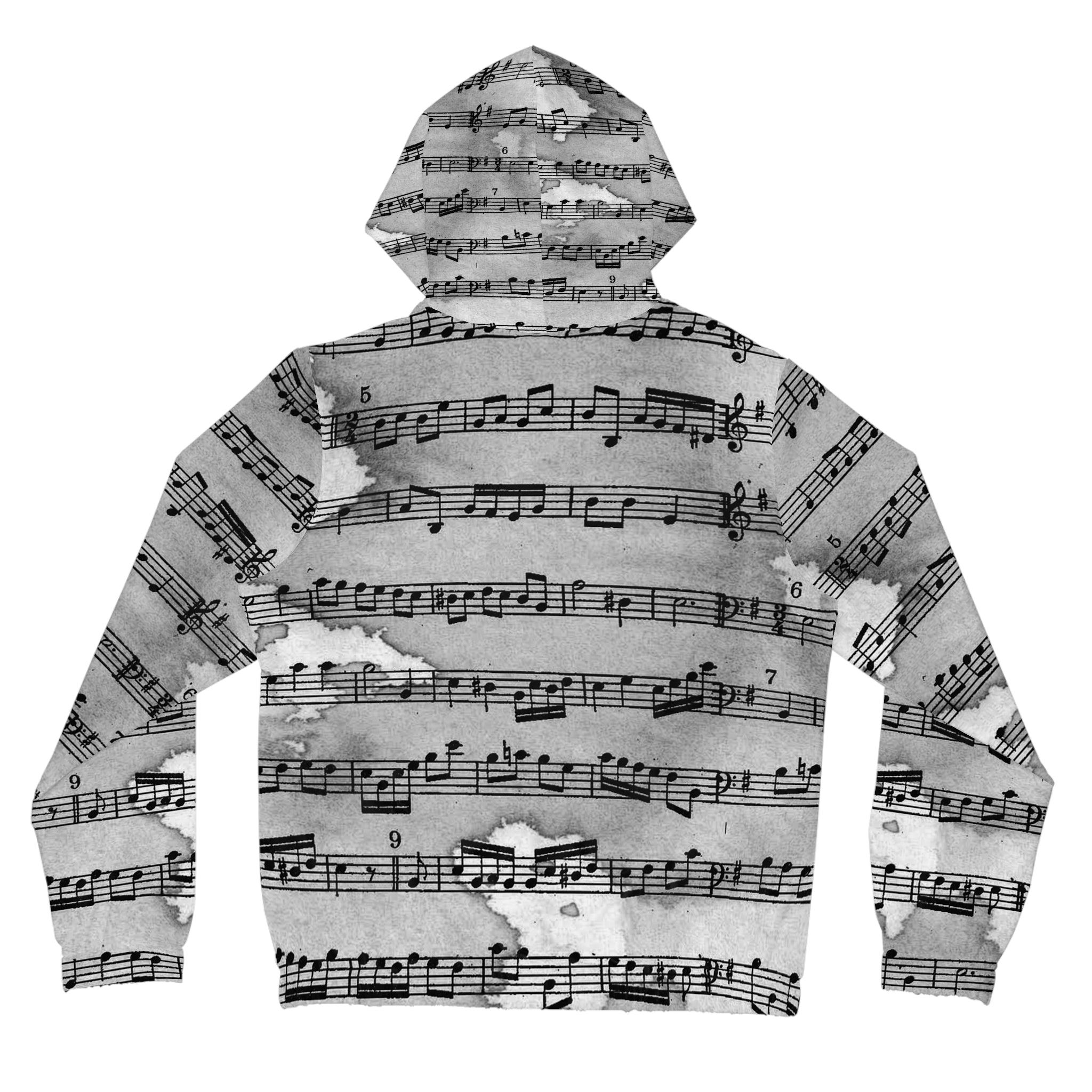 Drip Spill Type Beat Sheet Music Black Women’s Full-Zip Hoodie (AOP), Artsulli - Art is Long, Life is Short, All Over Prints, , , , , , , 