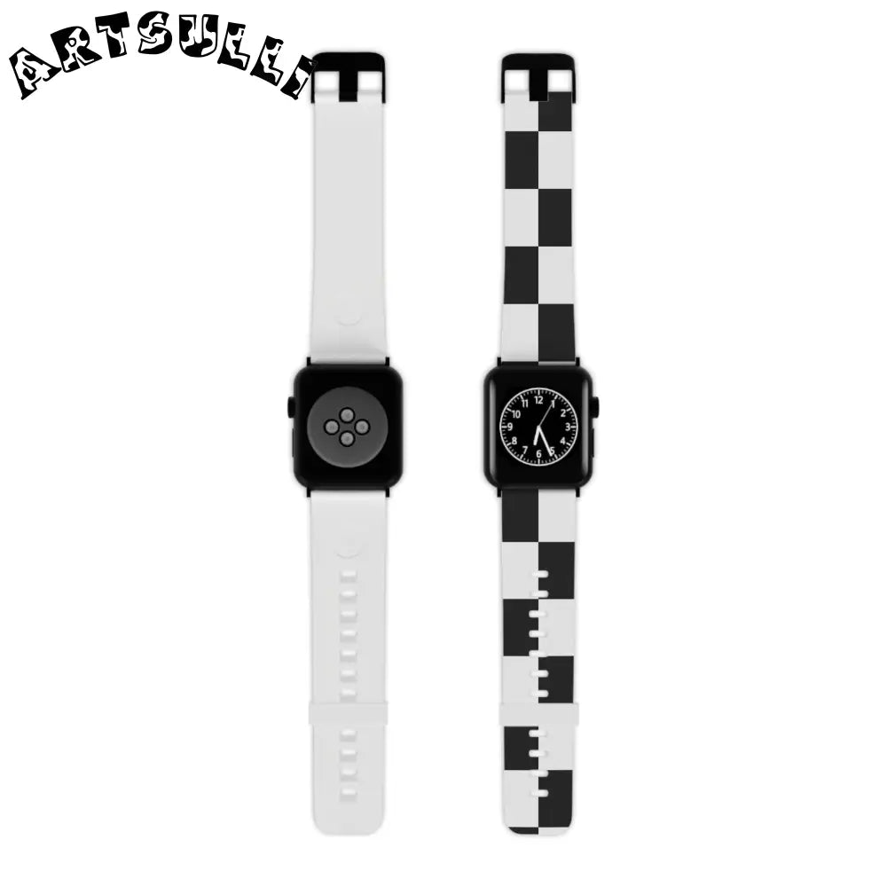 JAKKOUTTHEBXX Checkerboard Black and White Watch Band for Apple