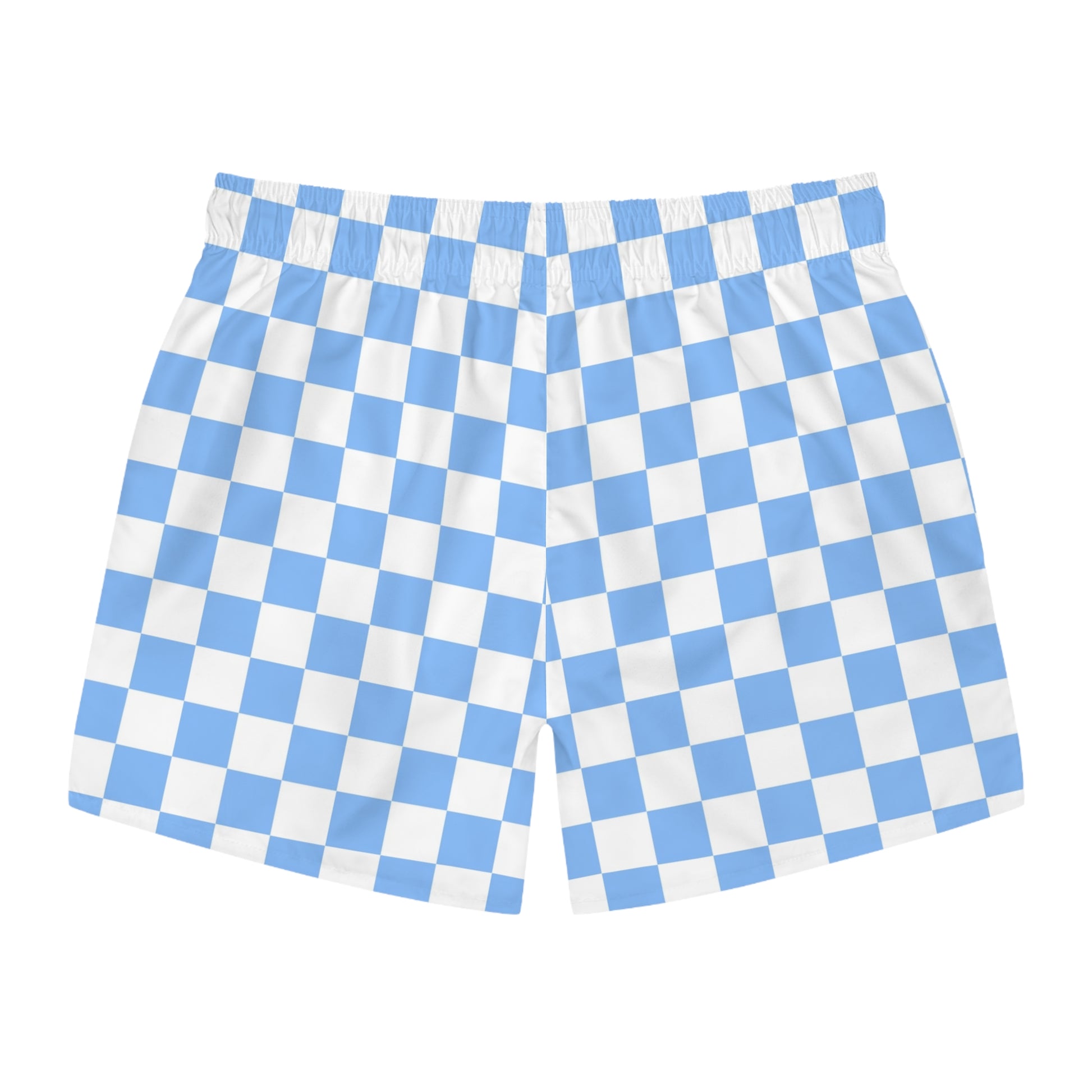 Checkerboard II White and Light Blue Swim Trunks (AOP), Artsulli - Art is Long, Life is Short, All Over Prints, , , , , , , 