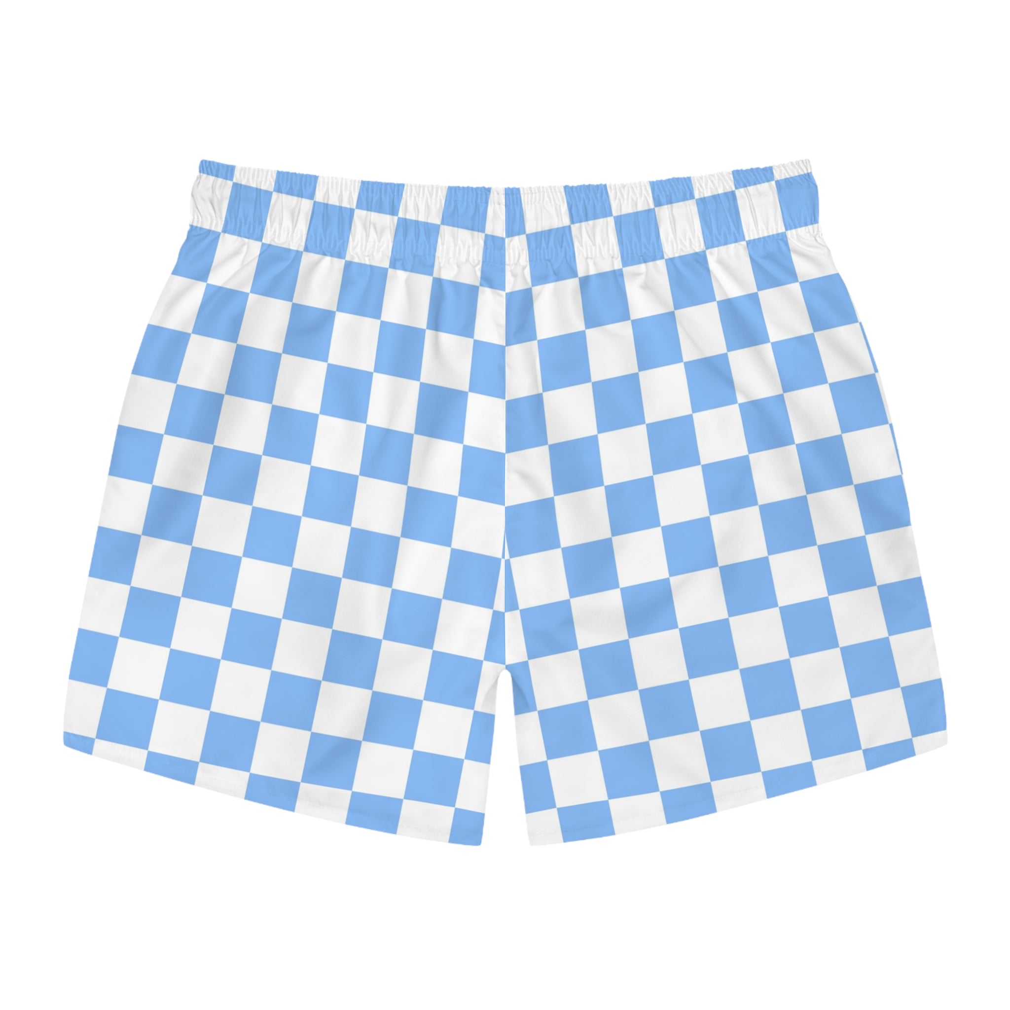 Checkerboard II White and Light Blue Swim Trunks (AOP), Artsulli - Art is Long, Life is Short, All Over Prints, , , , , , , 