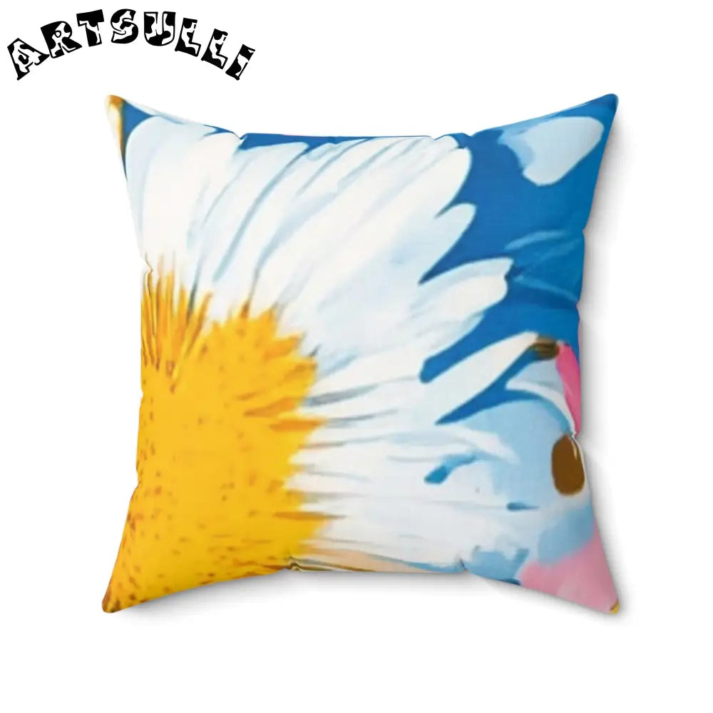 JAKKOUTTHEBXX CDG Daisy Dream Blue Spun Polyester Square Pillow
