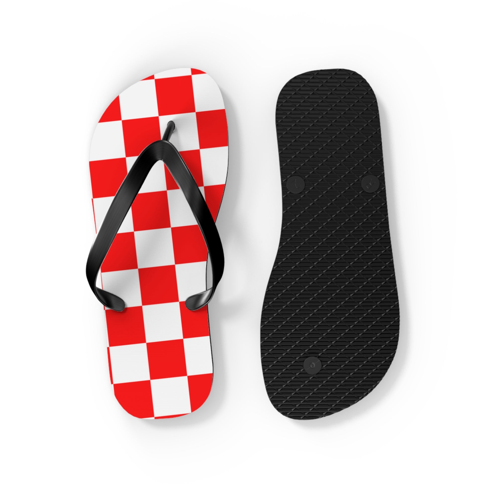 Checkerboard Red and White Flip Flops, Artsulli - Art is Long, Life is Short, Shoes, , , , , , , 