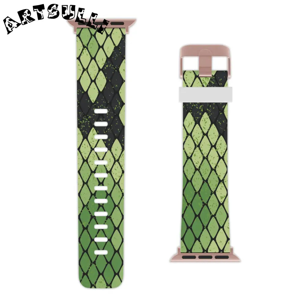 JAKKOUTTHEBXX Snake Skin Green and Black Watch Band for Apple Watch