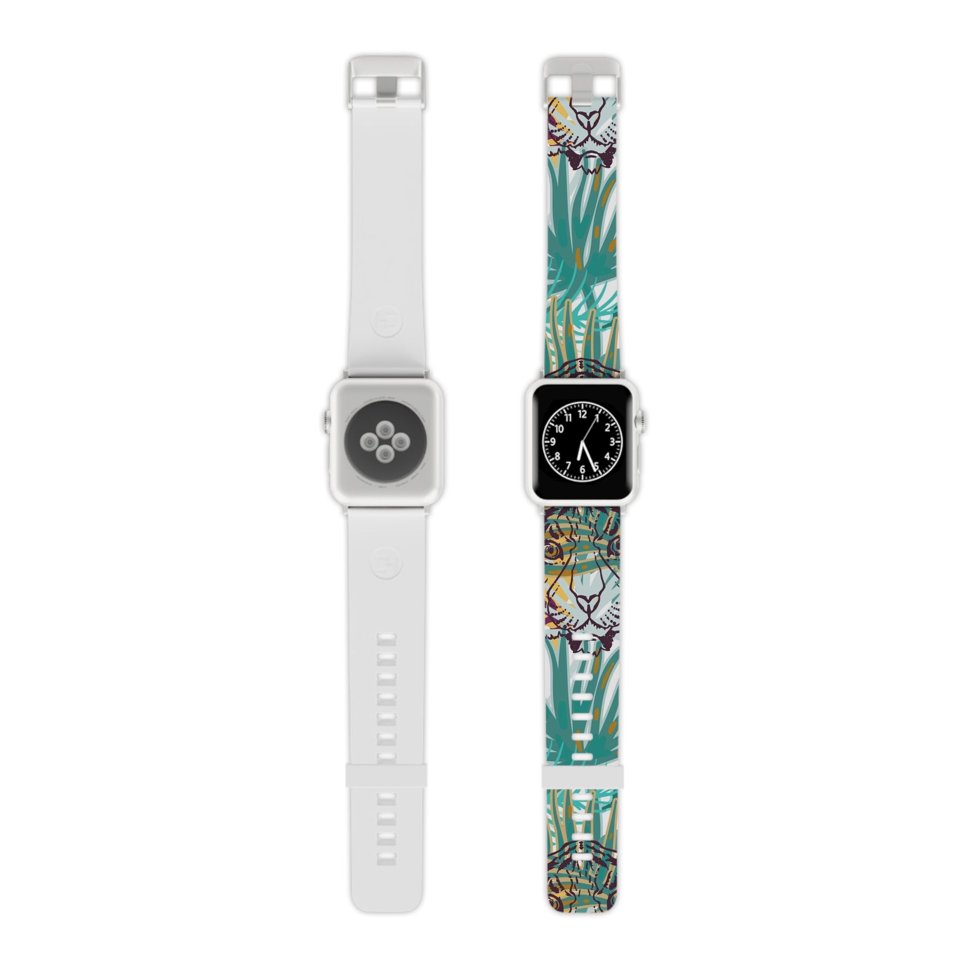Tropical Jungle Tigers Brown and Green Watch Band for Apple Watch, Artsulli - Art is Long, Life is Short, Accessories, Size, 8'' × 0.75'' / 38 - 40 mm, Color, Silver, , , 14524634913783