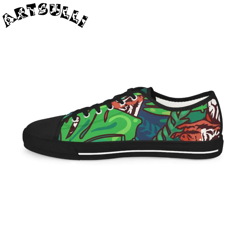 JAKKOUTTHEBXX Tropical Jungle Tigers Green and Blue Men’s Low Top