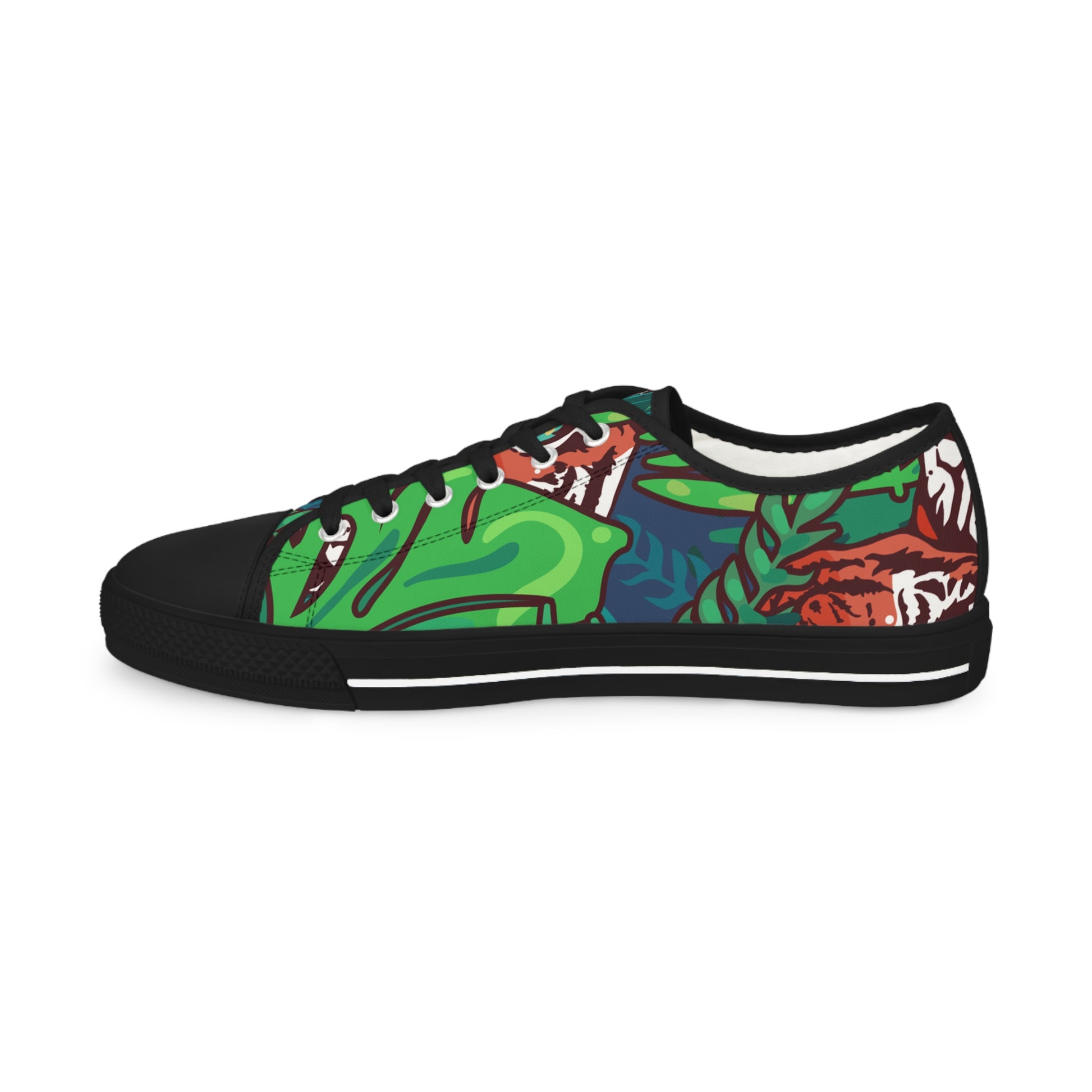Tropical Jungle Tigers Green and Blue Men's Low Top Sneakers, Artsulli - Art is Long, Life is Short, Shoes, , , , , , , 