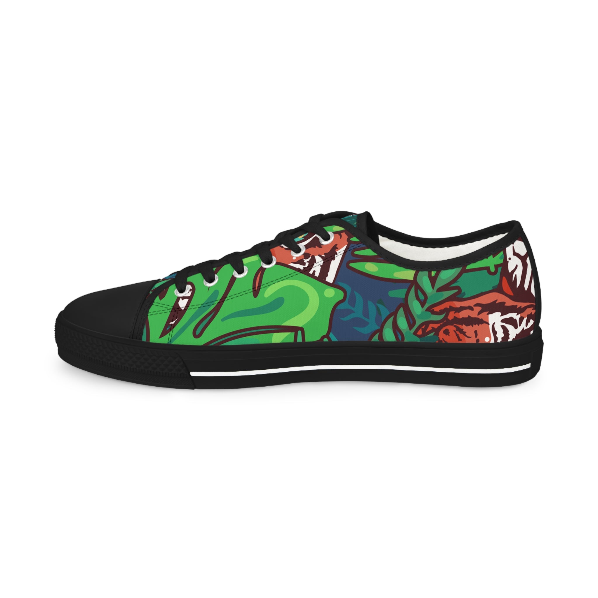Tropical Jungle Tigers Green and Blue Men's Low Top Sneakers, Artsulli - Art is Long, Life is Short, Shoes, , , , , , , 