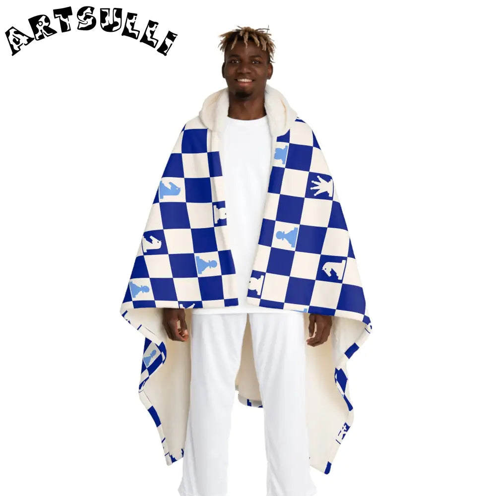 JAKKOUTTHEBXX Checkered Chess Hooded Sherpa Fleece Blanket 2025
