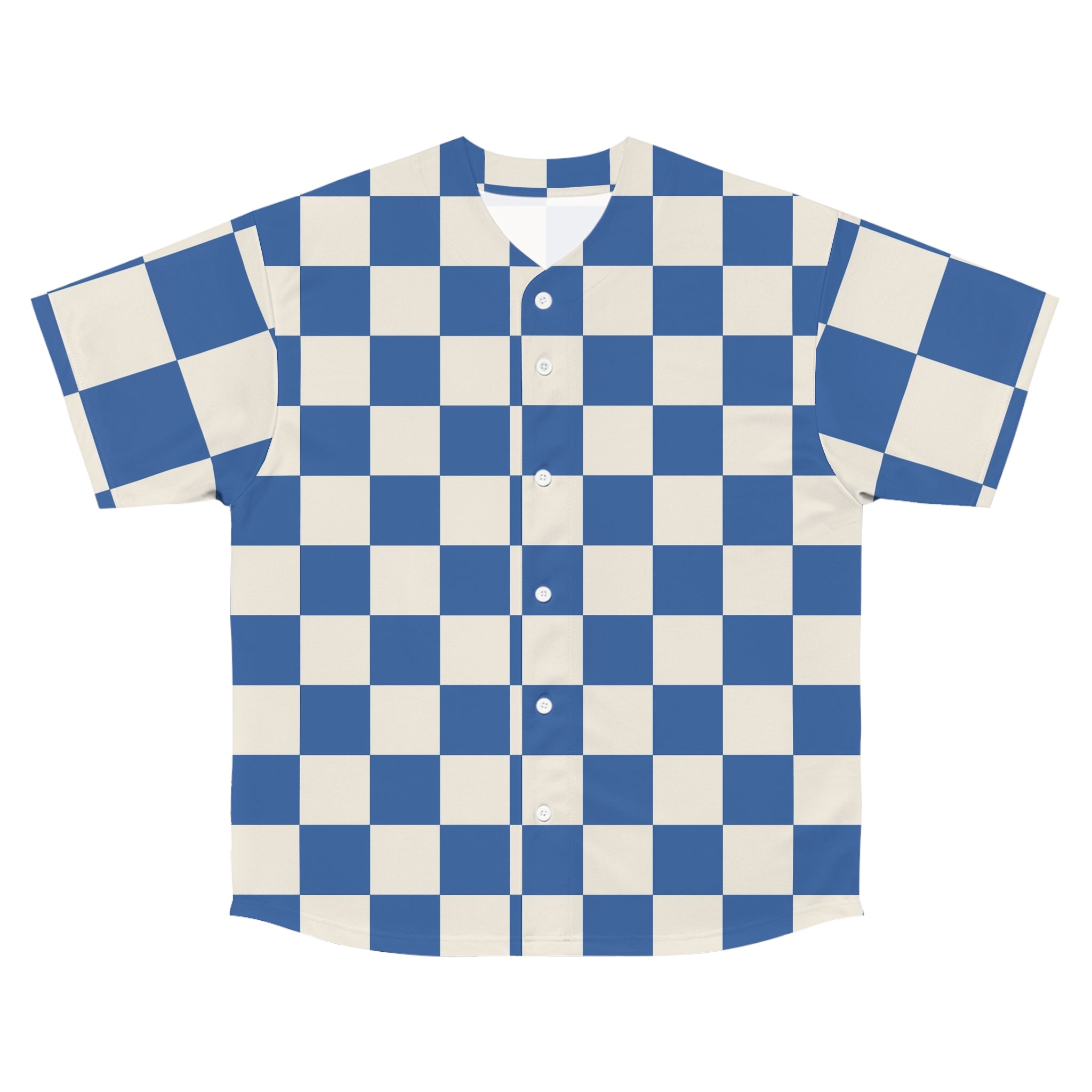 Checkerboard Blue Men's Baseball Jersey (AOP), Artsulli - Art is Long, Life is Short, All Over Prints, Size, S, Color, Seam thread color automatically matched to design, , , 12271038424360588065