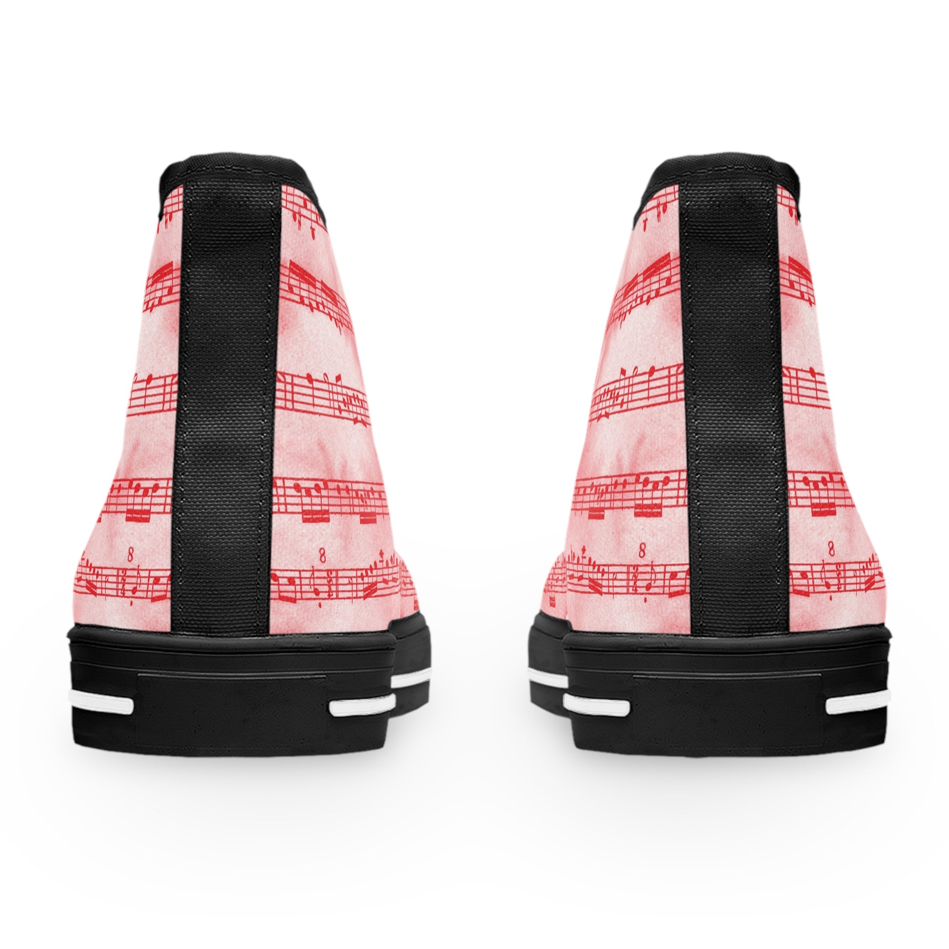 Drip Spill Type Beat Sheet Music II Red Women's High Top Sneakers, Artsulli - Art is Long, Life is Short, Shoes, , , , , , , 